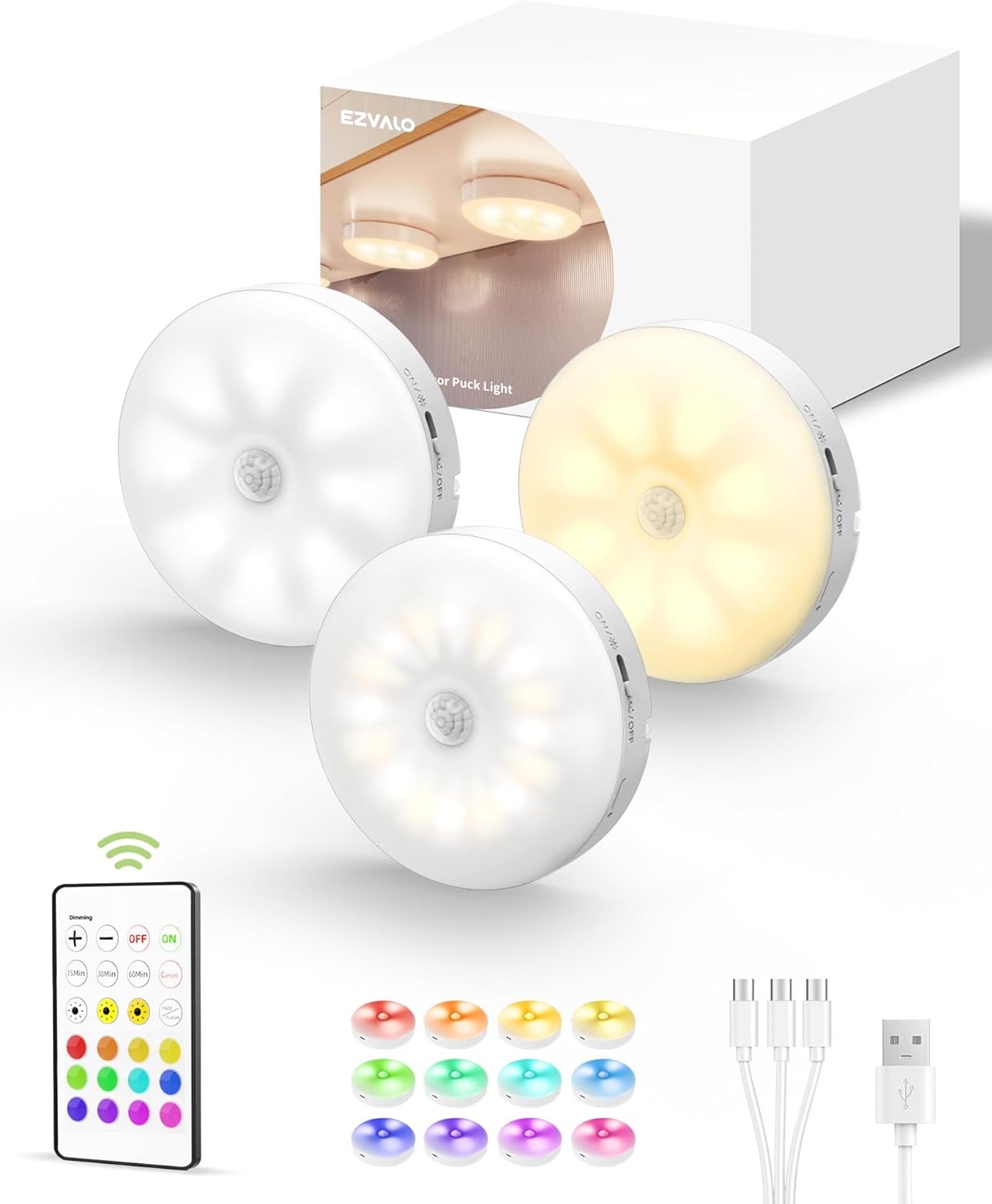 🎄Christmas Sale - 45% OFF🎄3 Color Temps Motion Sensor Rechargeable Dimmable Puck Lights