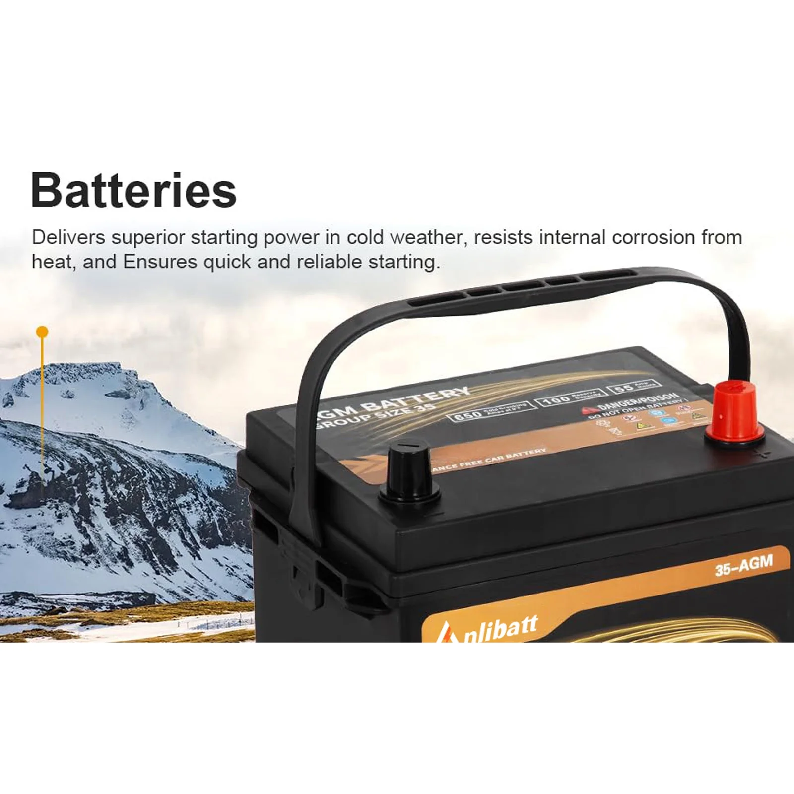Platinum AGM Group 35 Battery, 12 Volt 650 CCA 55Ah 100RC Rechargeable Automotive Batteries for Car - Image 8