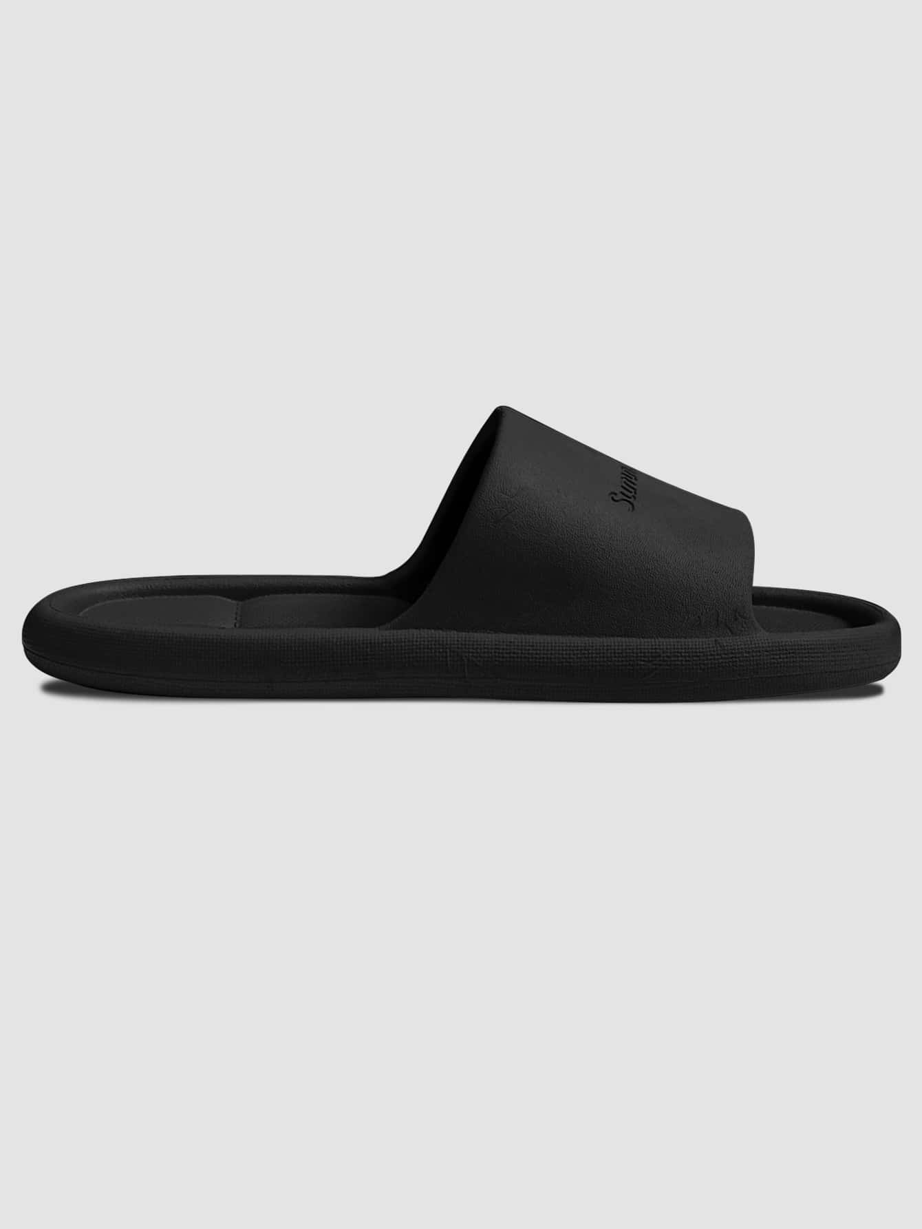 Pantoufles noires tendance pour femmes, mules à lettres en relief