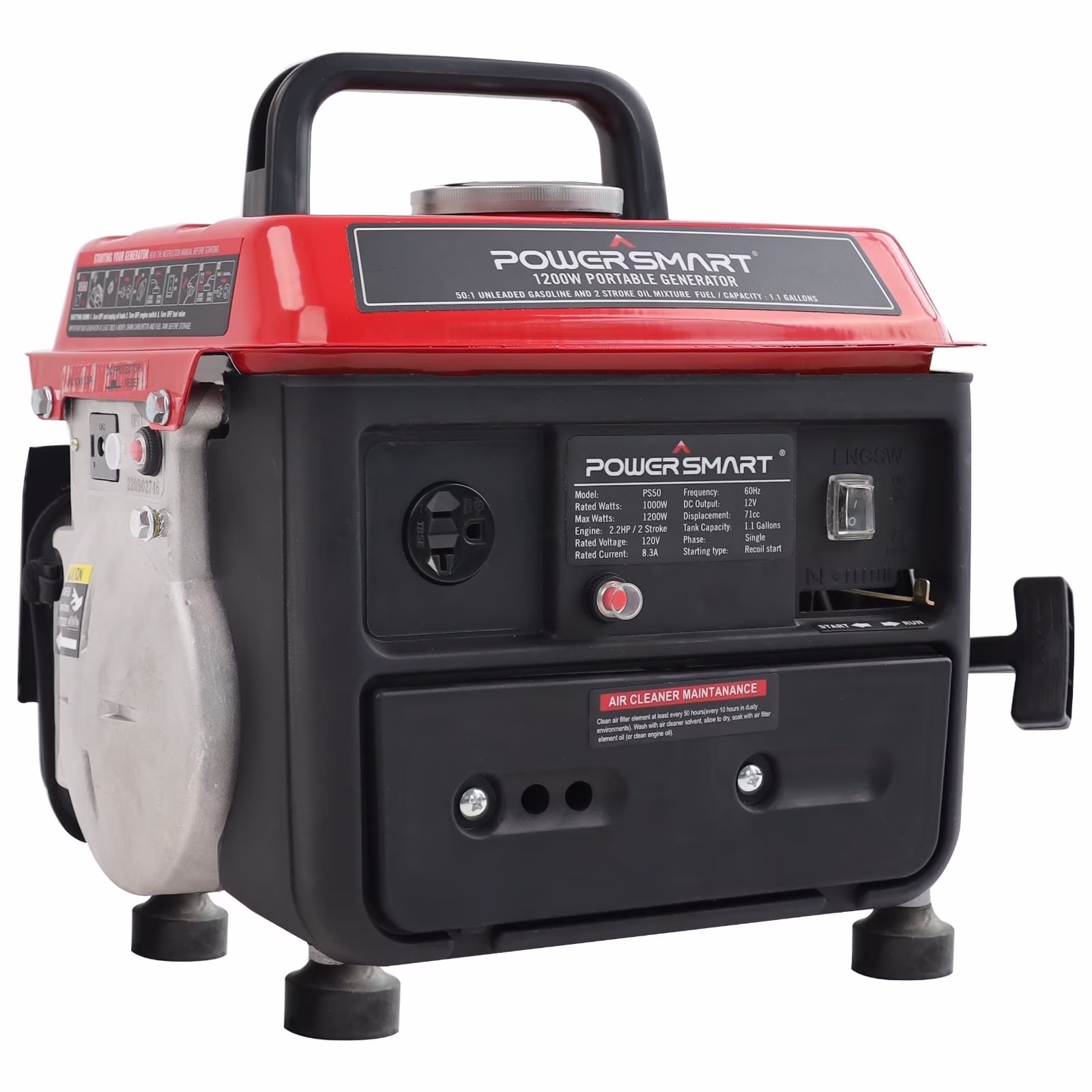 Powersmart 1200 Watts Gasoline Powered Portable Outdoor Inverter Generator, PS50