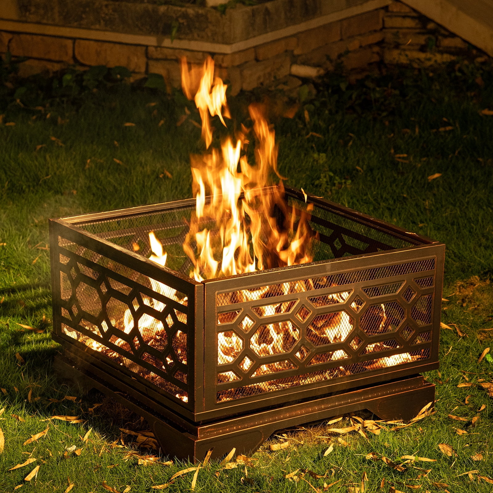 26�� Square Wood Burning Fire Pit for Outdoor Patio Garden(26") - Image 6