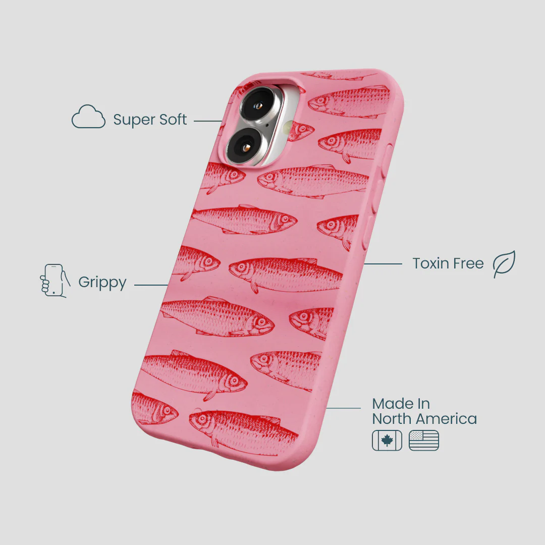 Bubblegum Pink Sardine Stream iPhone 16 Case