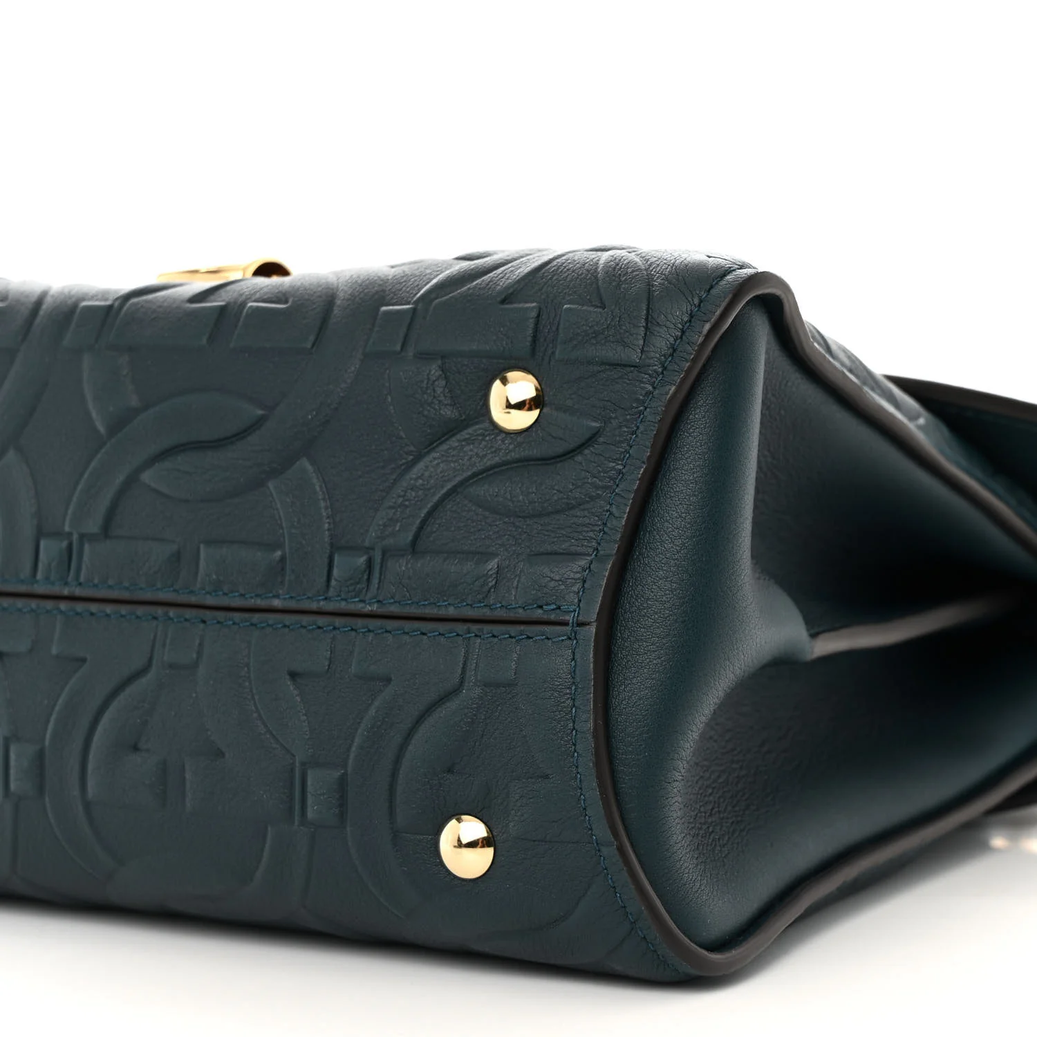 Calfskin Embossed Small Margot Top Handle Divisa Green