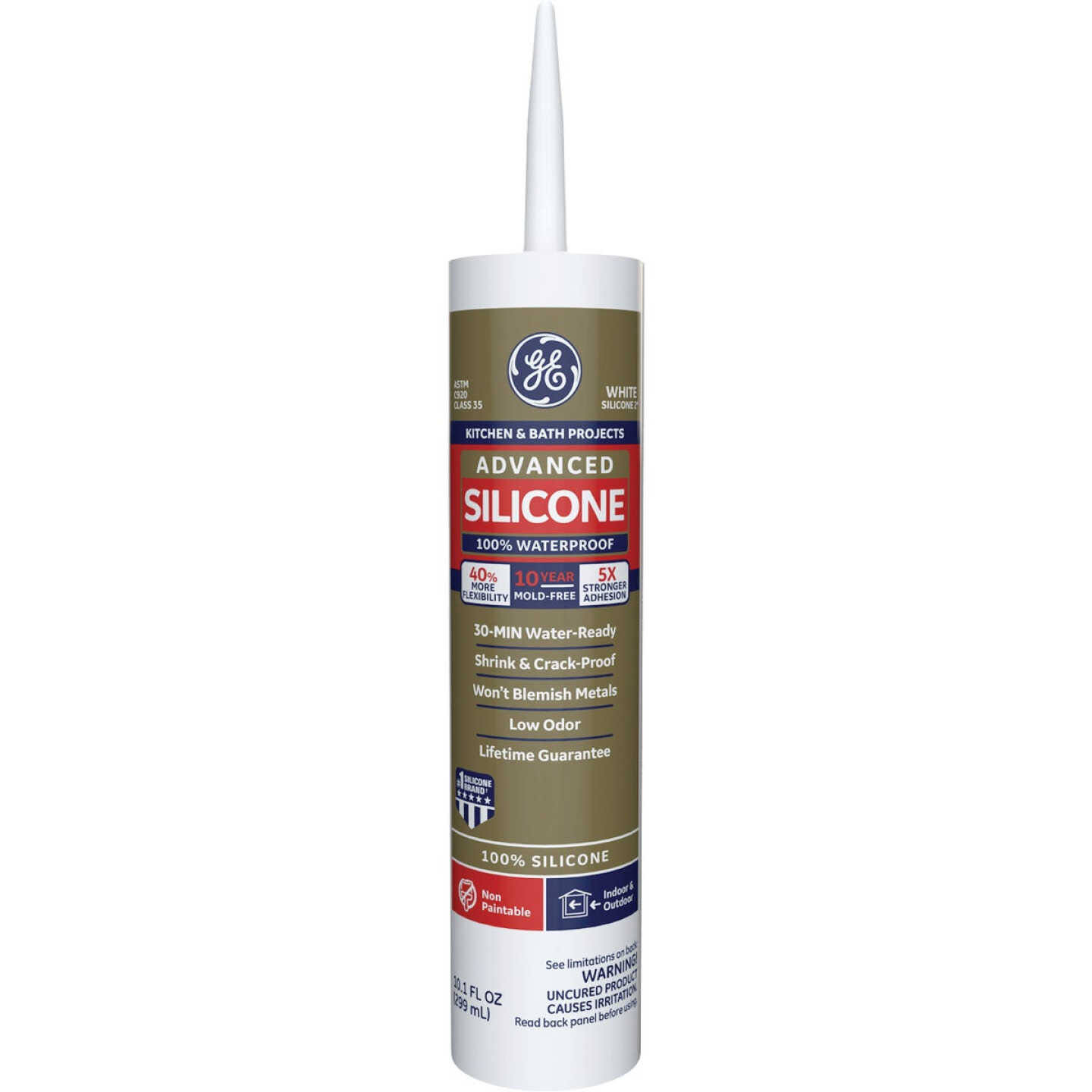 GE Advanced Silicone 2 Kitchen & Bath Sealant - White - 10.1 oz