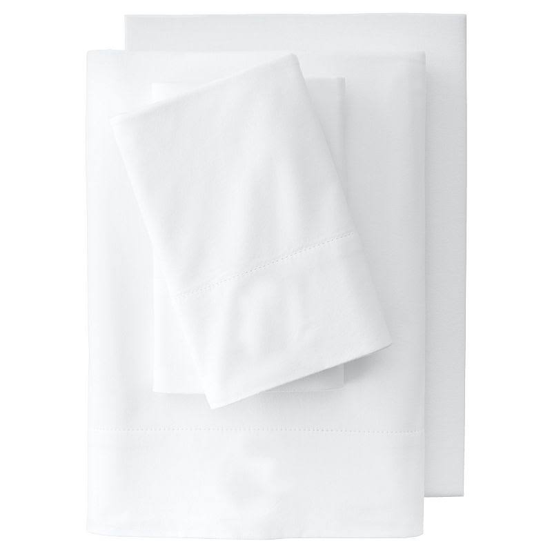 Lands' End Supima Flannel Sheet Set or 2-Pack Pillowcase Set, White, King Set
