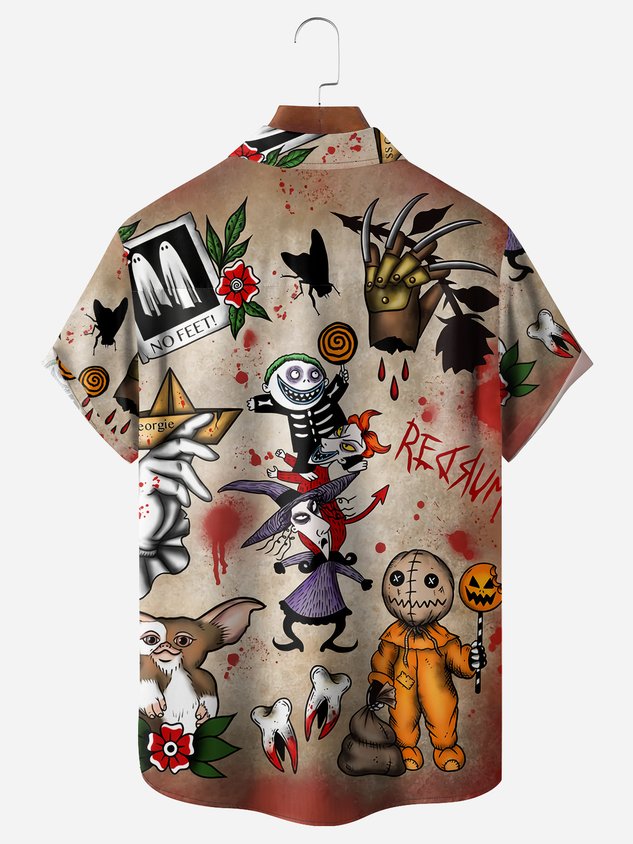 Chemise à manches courtes avec poche poitrine et vampire d'Halloween
