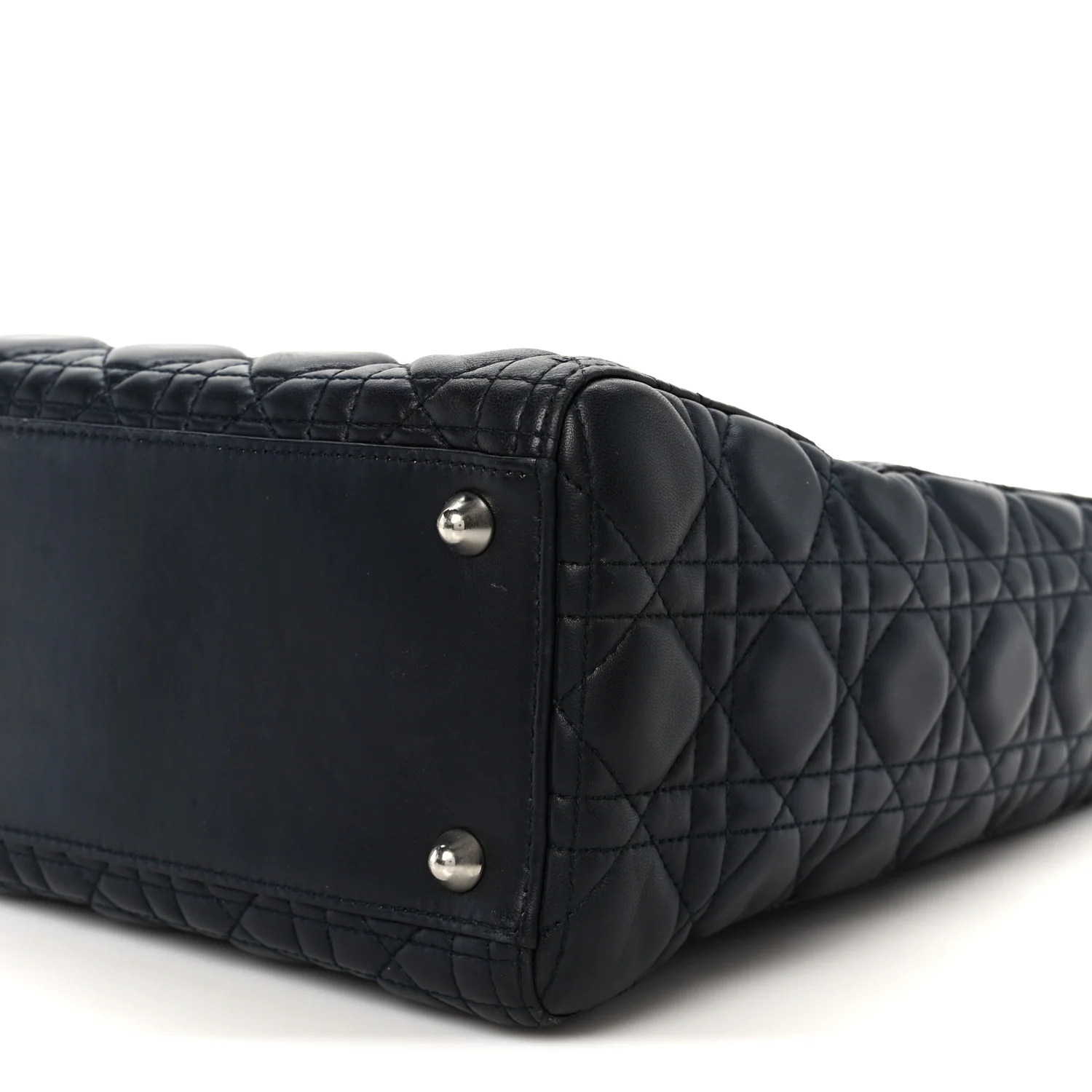 Lambskin Cannage Large Lady Dior Navy Blue