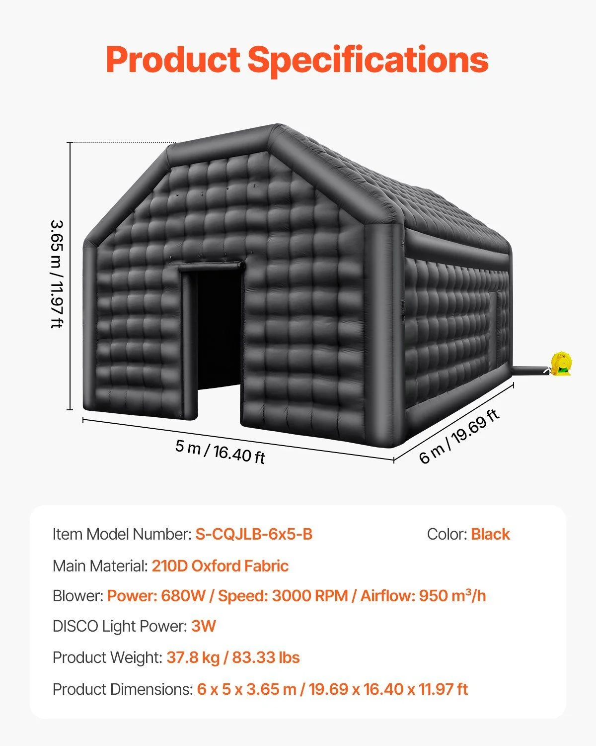 Portable Inflatable Nightclub 16.4FT Wide Blow Up Party Tent with Glow Lights for DJ Parties - Image 3