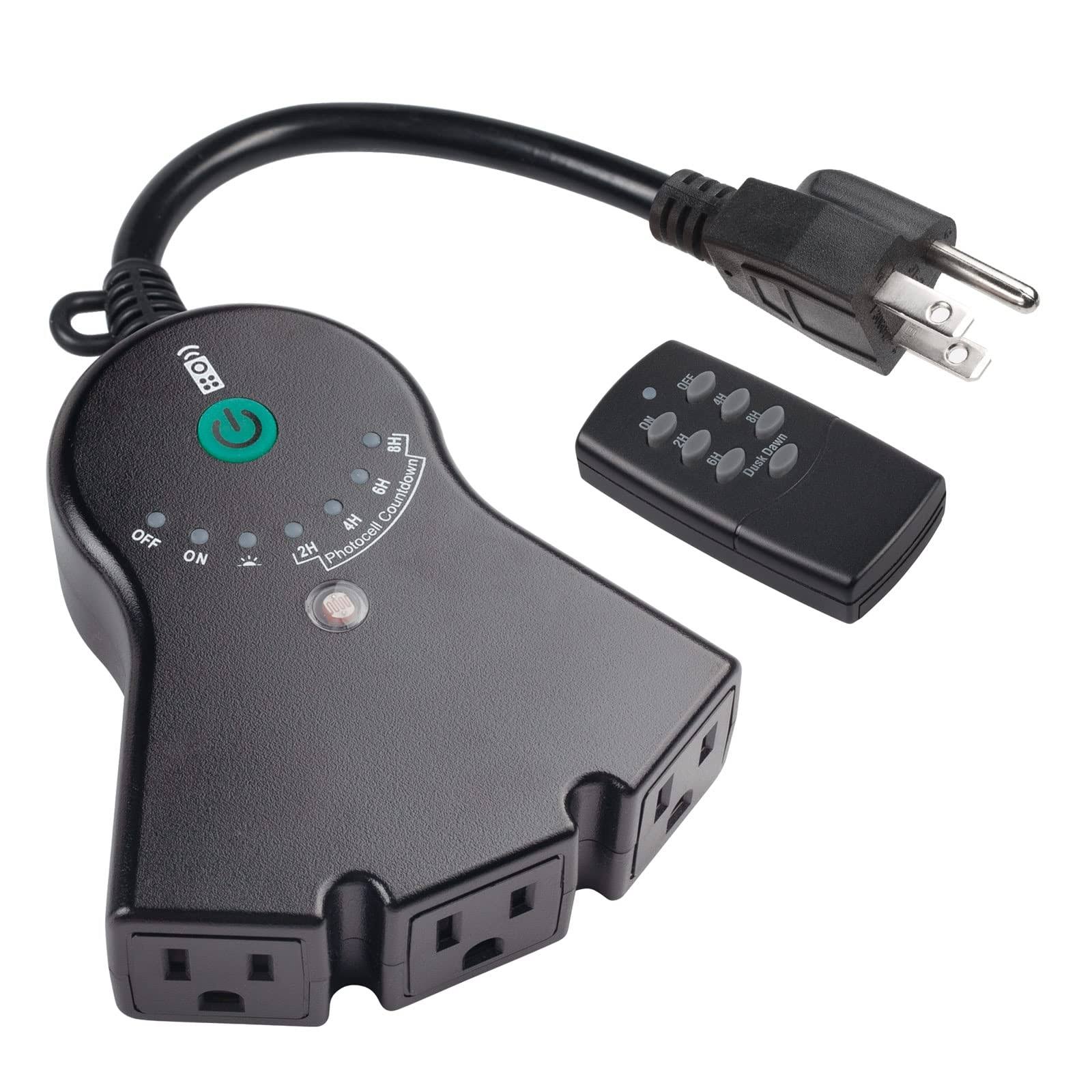 BN-LINK Outdoor 24-Hour Water Resistant Photoelectric Countdown Timer Photocell Light Sensor (2, 4, 6 or 8 Hours Countdown Mode)