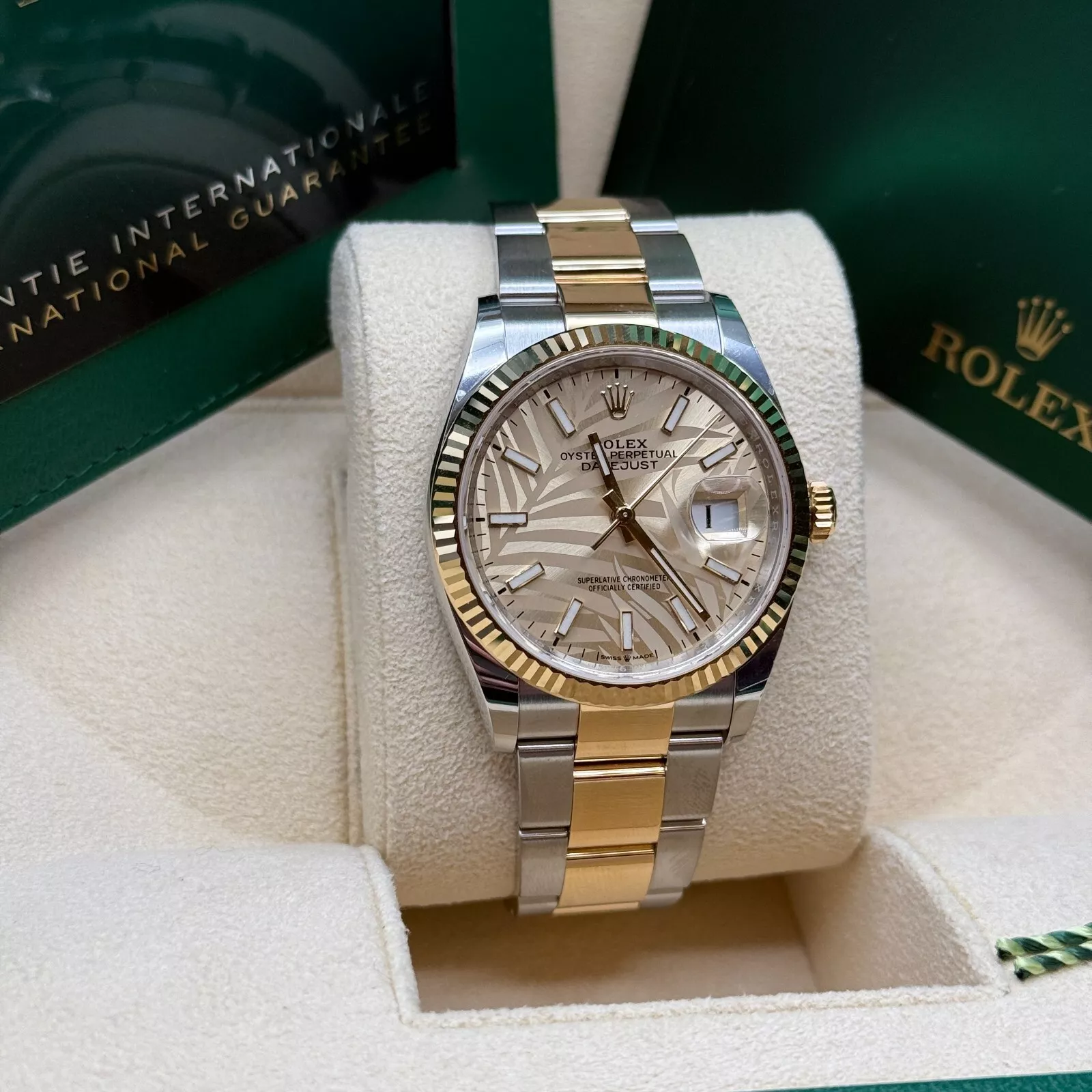 [Super Clone]RLX  Datejust 36mm 126233-0038 Golden Palm Motif 36mm Dial Oyster Bracelet Watch