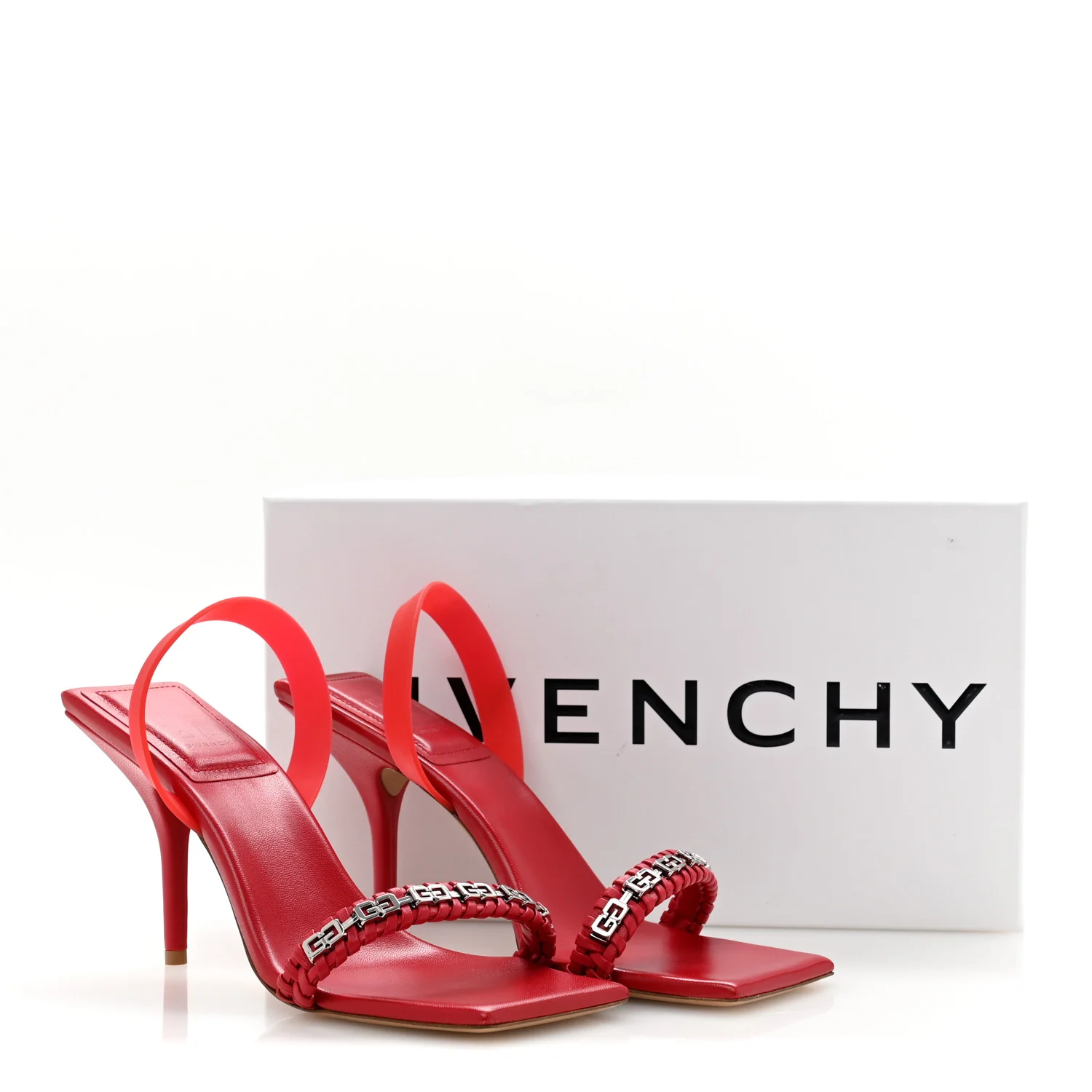 Nappa Polyurethane G Woven Slingback 90mm Sandals 41 Dark Red