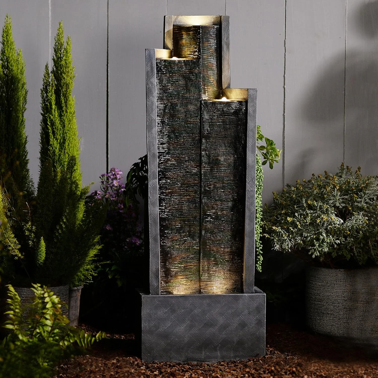 Outdoor Modern Waterfall Fountain Water Fall Fountains with LED Lights for Garden, Patio, Backyard, Deck, Porch and Home Decor - Image 7