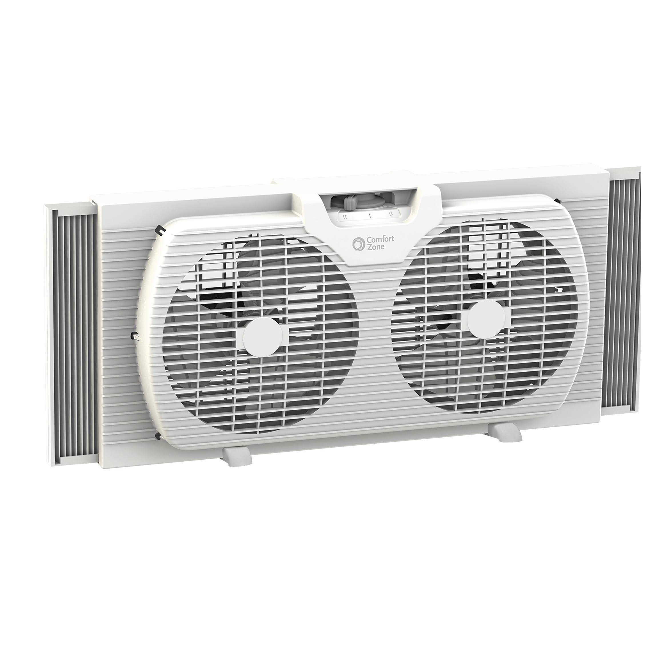 Comfort Zone Twin Window Fan with 2 Speeds and 7 in. Blades, White