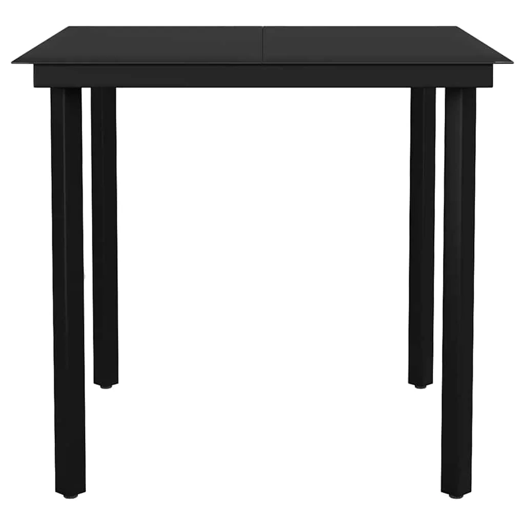 Vidaxl 7 Piece Patio Dining Set with Cushions Black Poly Rattan Glass