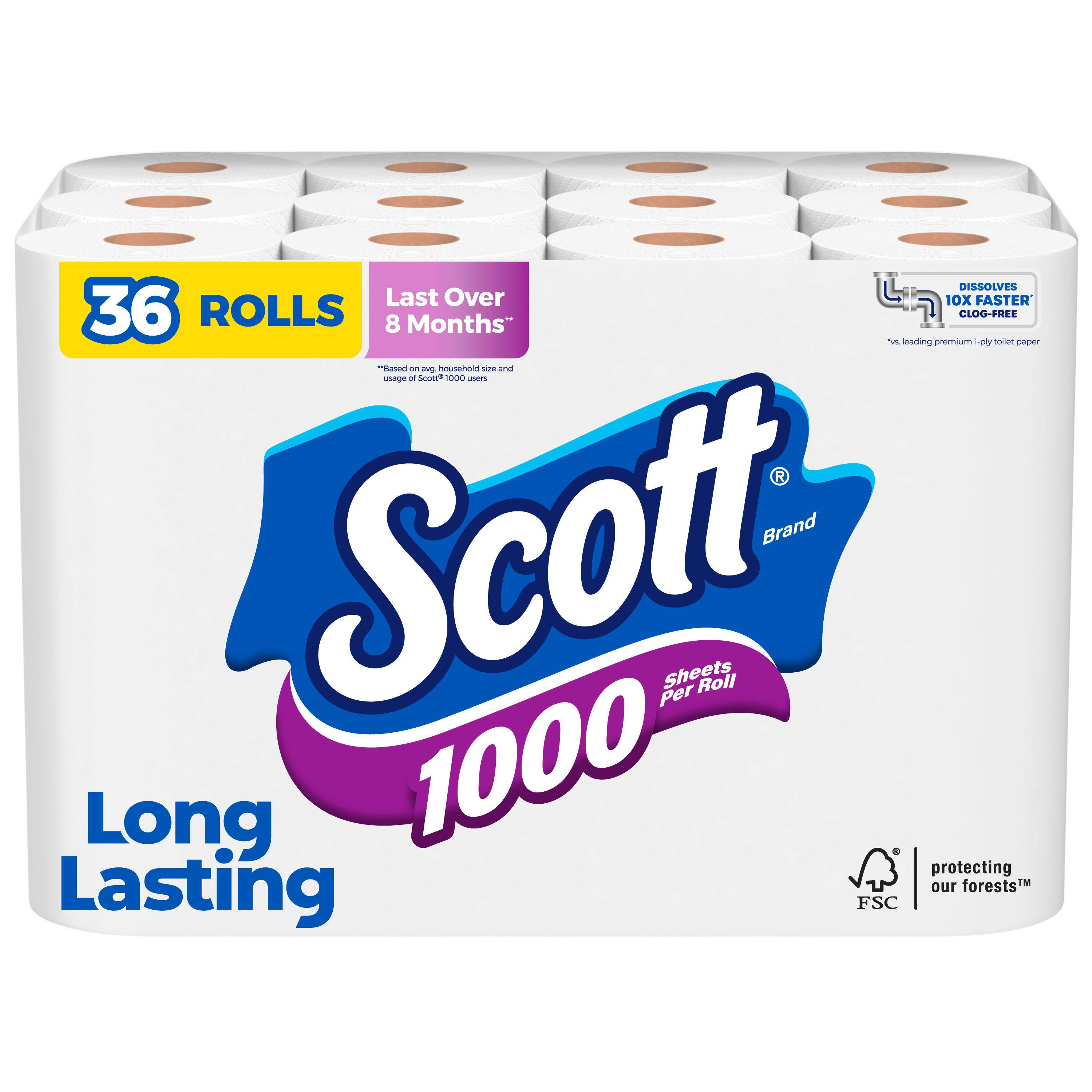 Scott 1000 Sheets Toilet Paper 36 Rolls