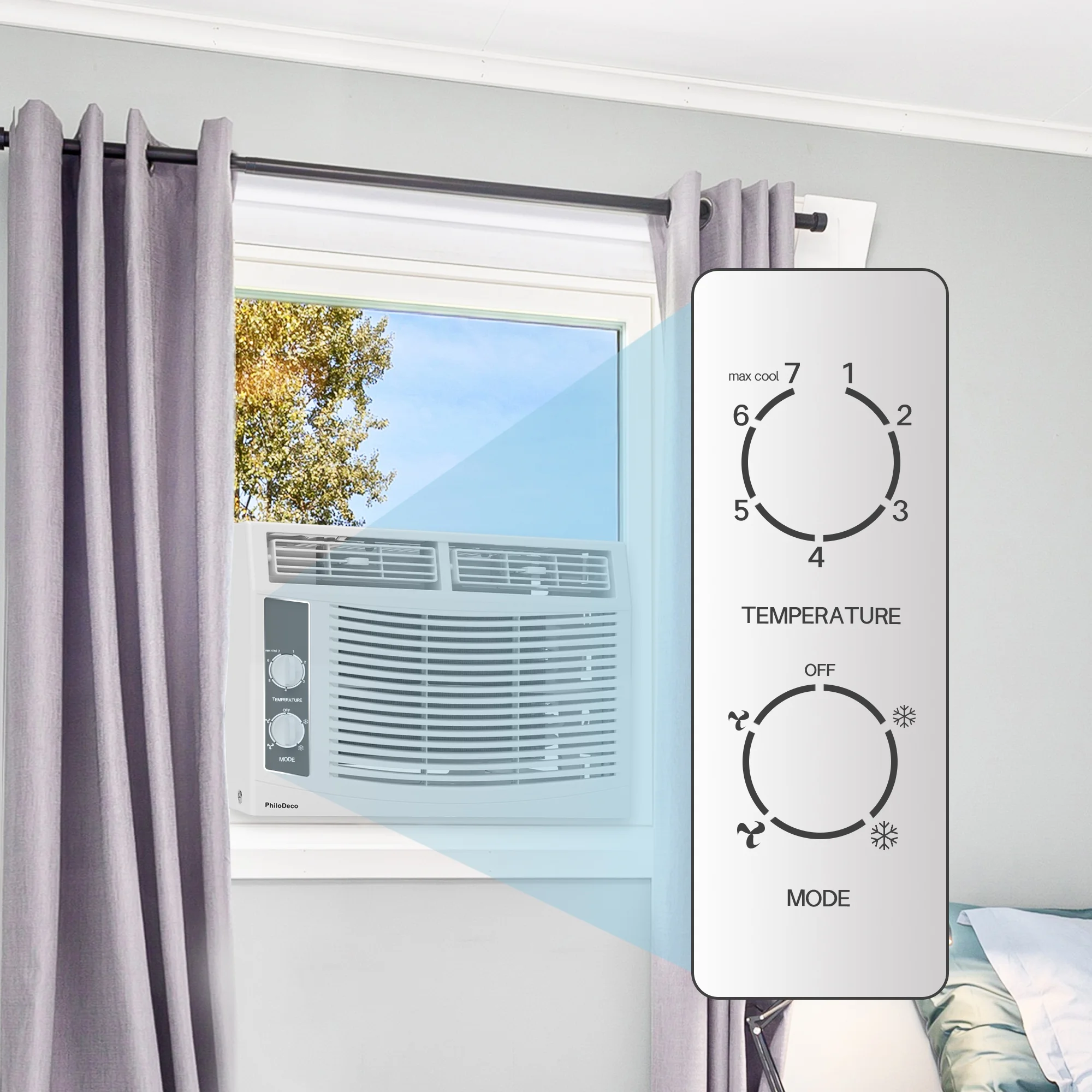 5000 BTU Window Air Conditioner Easy Cool Capable of Cooling Up to 150 sq ft. 2 Fan Speeds, 4-Way Air Direction, Mechanical Control, Filter, for Small Room Air Conditioner, Small Ac Unit - Image 5