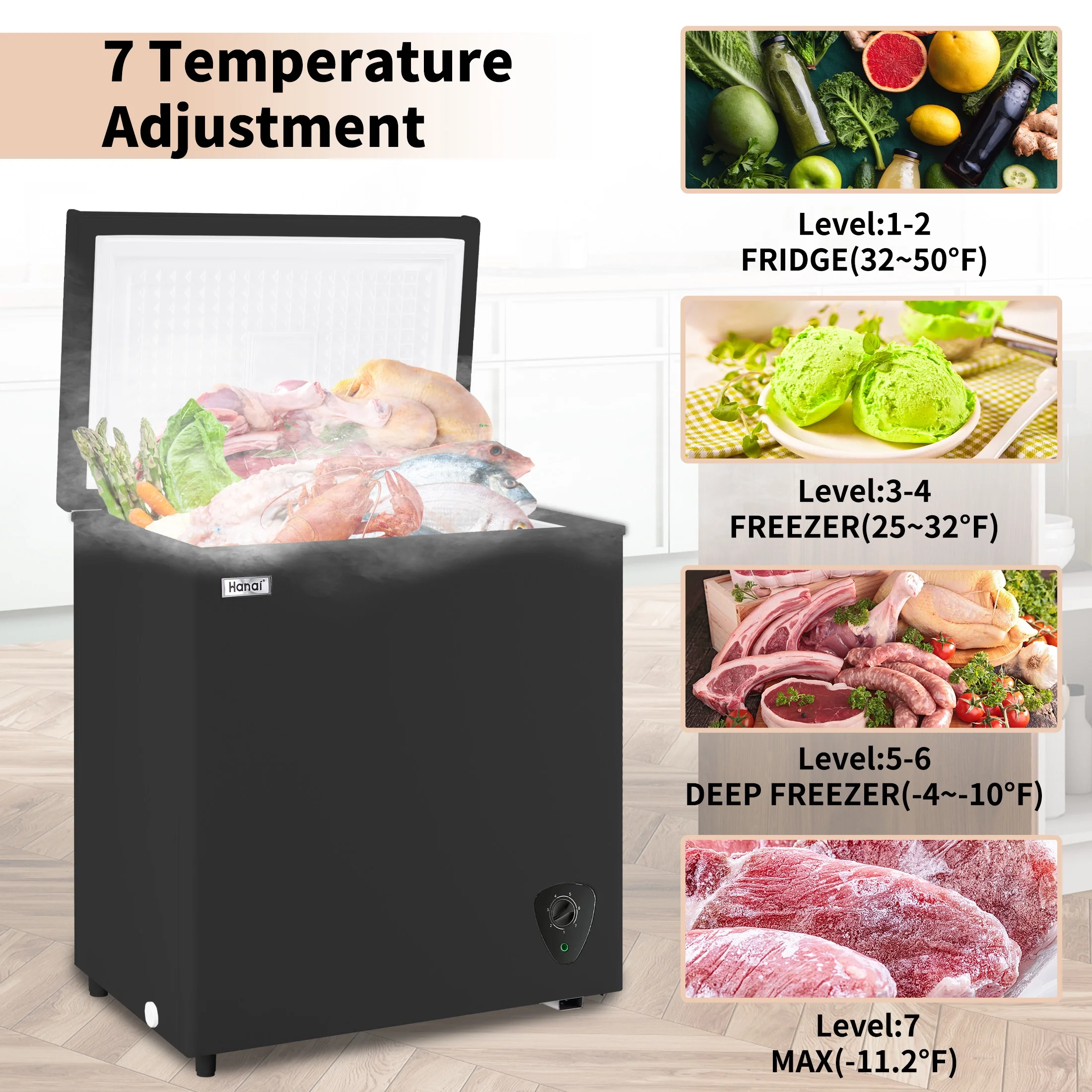 5 cu ft Freezer, Chest Freezer, Black
