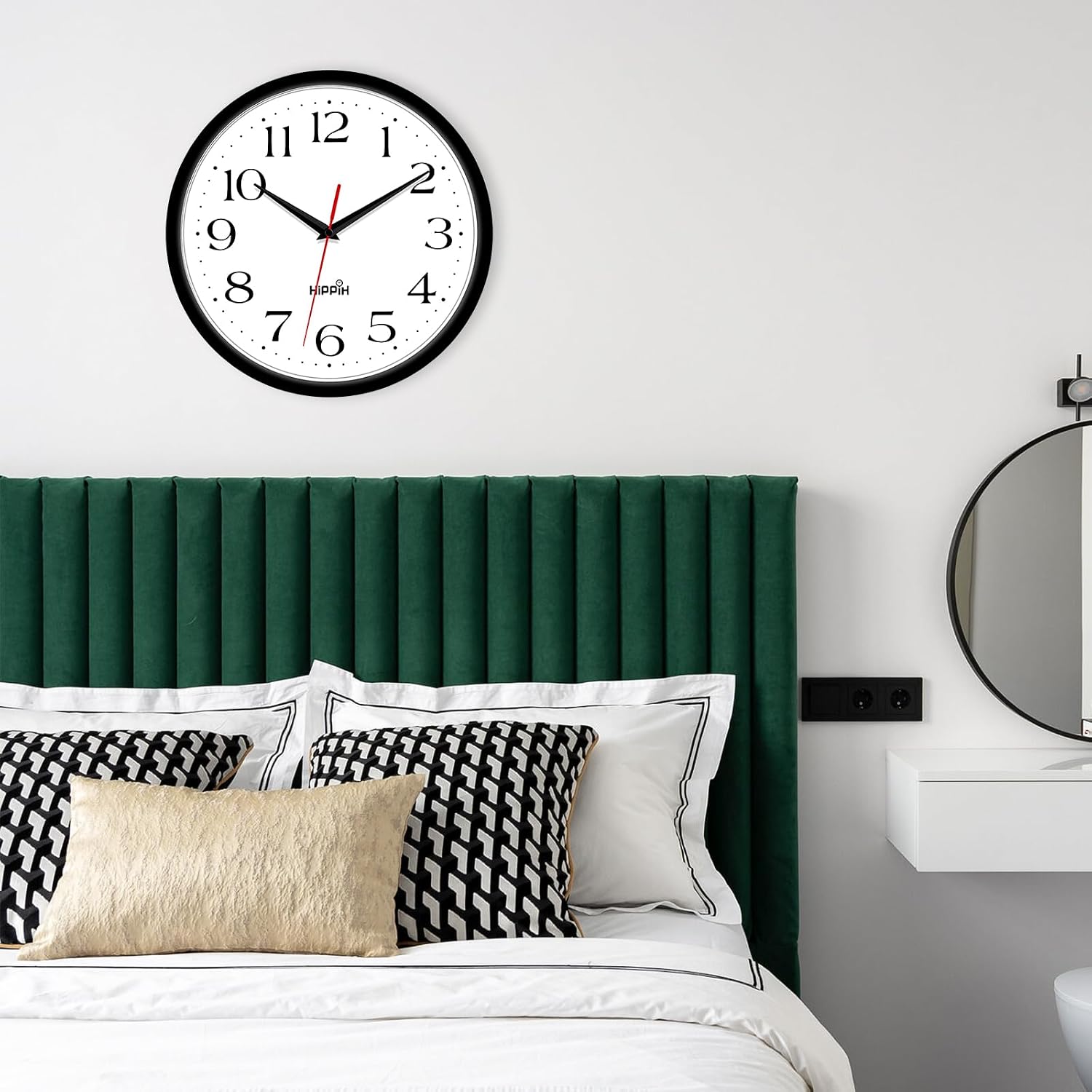 HIPPIH 10 Inch Wall Clock, 2Pack Silent Non Ticking Battery Operated Clocks| Black Analog Clock| Living Room, Office, Classroom, Bedroom, Kitchen, Bathroom| Modern Simple Style| Easy to Read| Accurate