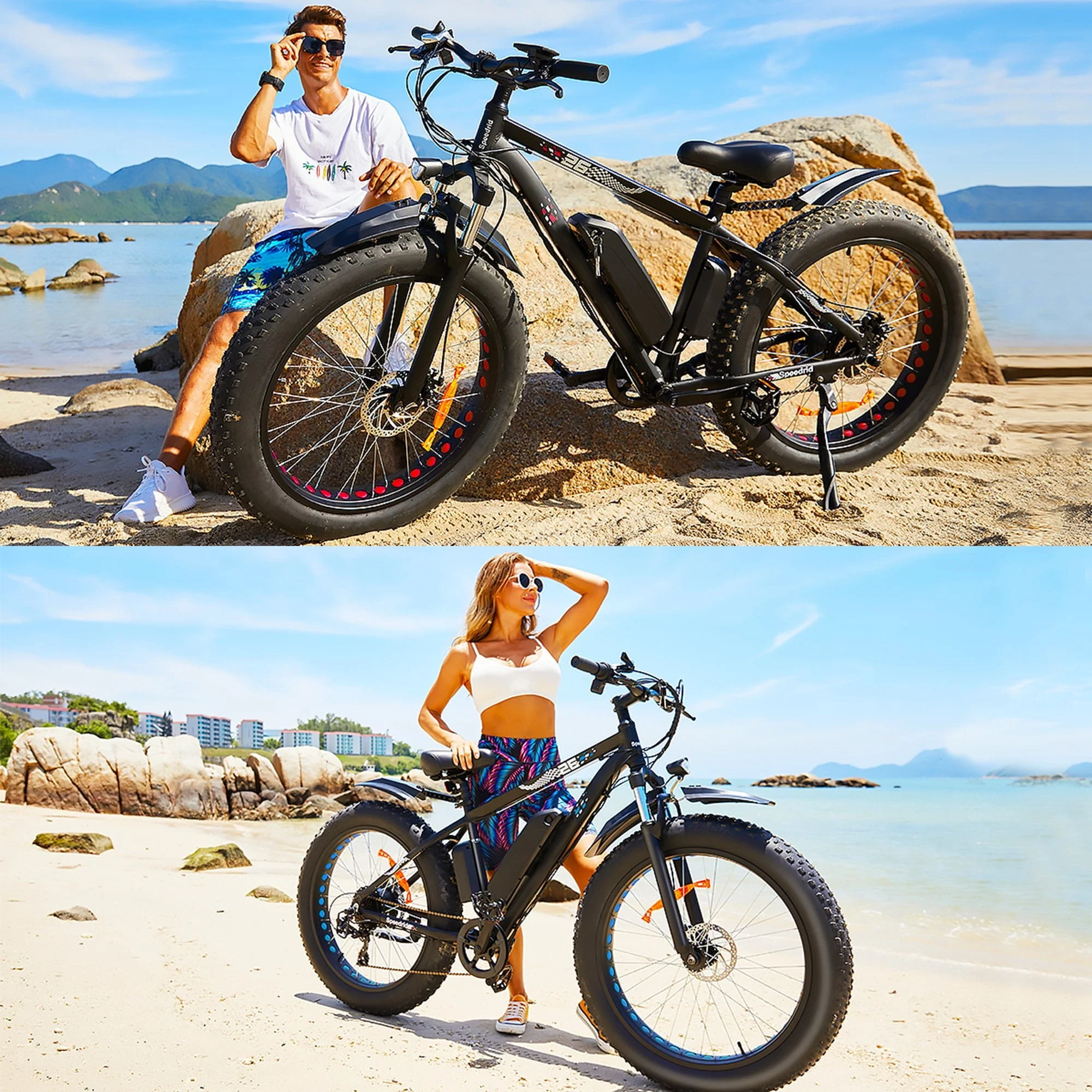 Electric Bike, 26" 4.0 Fat Tire Electric Bike for Adults 500W Adult Electric Bicycles Electric Mountain Bike w/ 48V 10.4Ah Battery and Lockable Suspension Fork Ebike for Mountain Beach Snow - Image 2