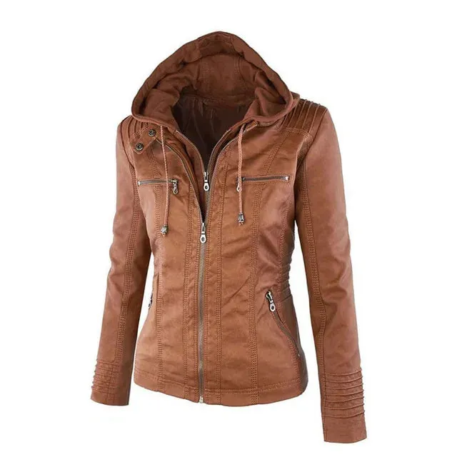 Sophie Paris I Veste en Similicuir avec Détails Zippés