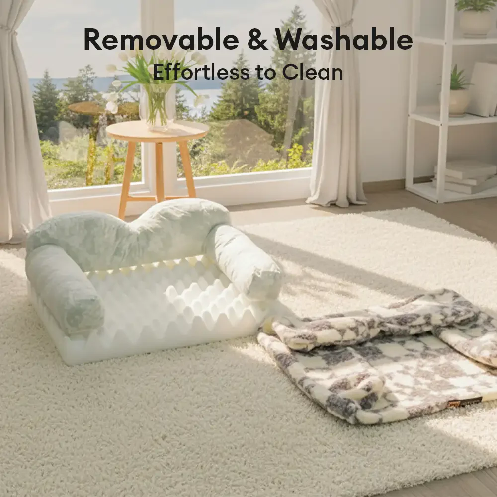 Geometric-Pattern Plush Thermal Removable And Washable Dog Bed