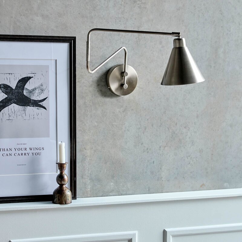 Game vegglampe med justerbar arm 76x27 cm børstet sølvfinish