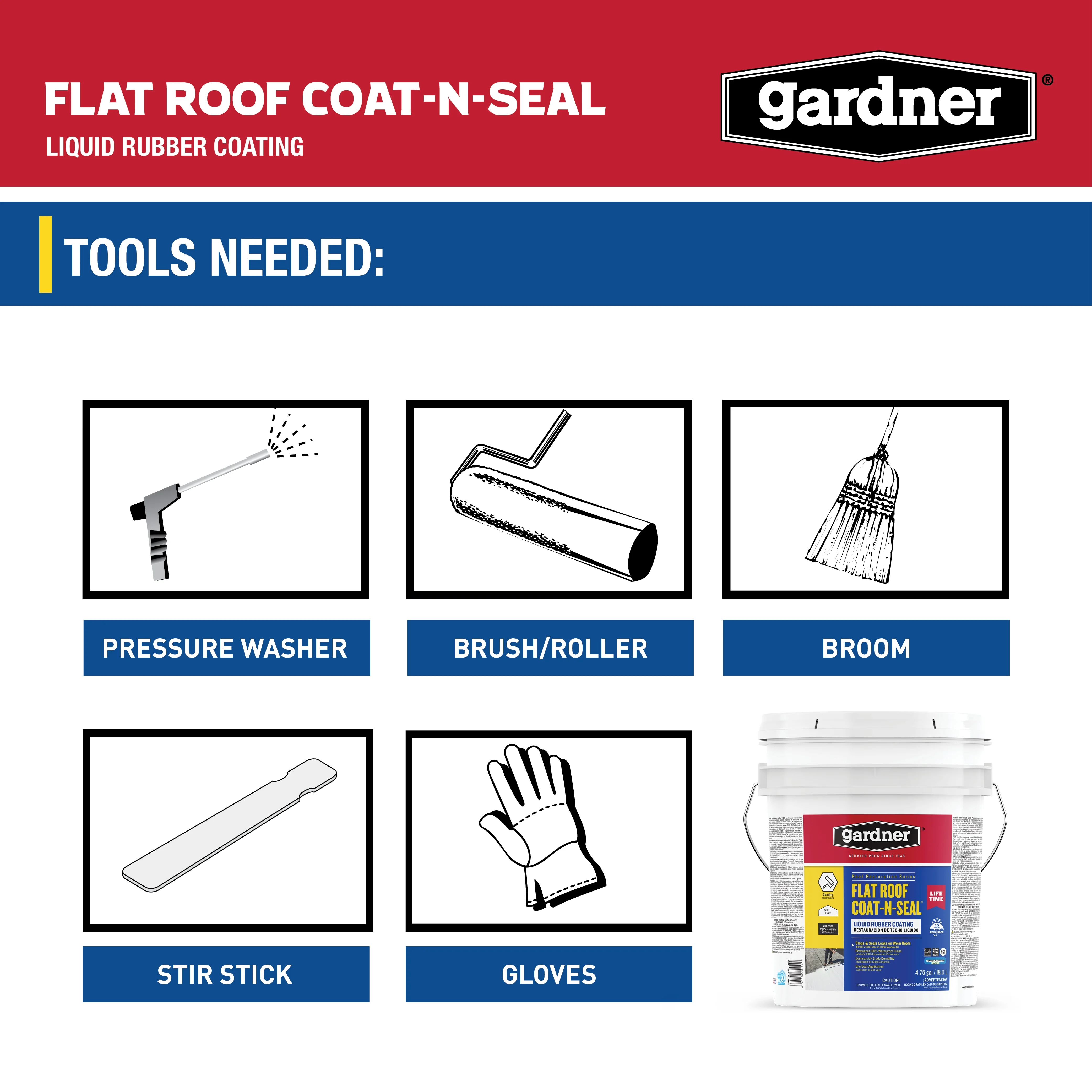 Flat Roof Coat N Seal Liquid Rubber Coating, White, 5 Gallon(5 gal/White) Image 5