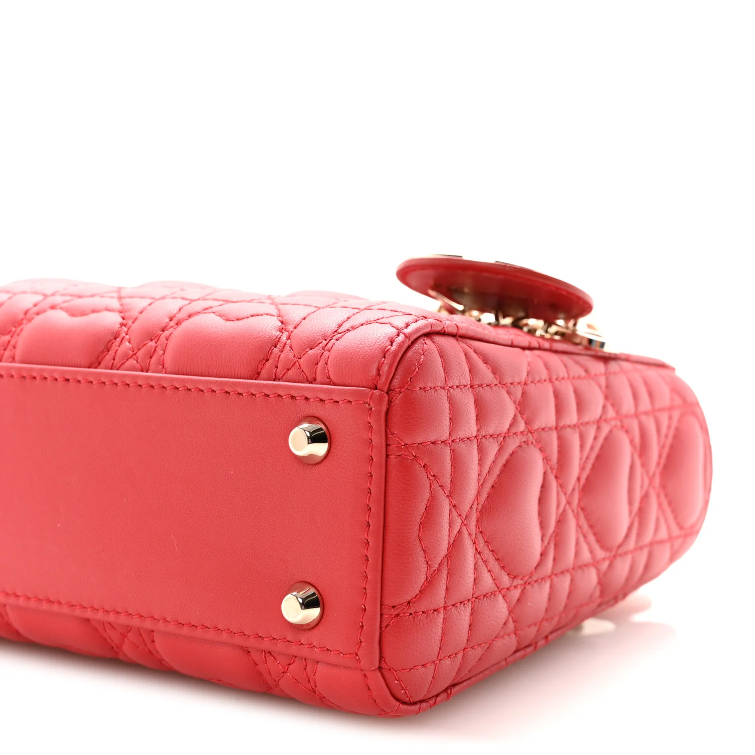 Calfskin Cannage Dioramour Mini Lady Dior Bag Bright Red