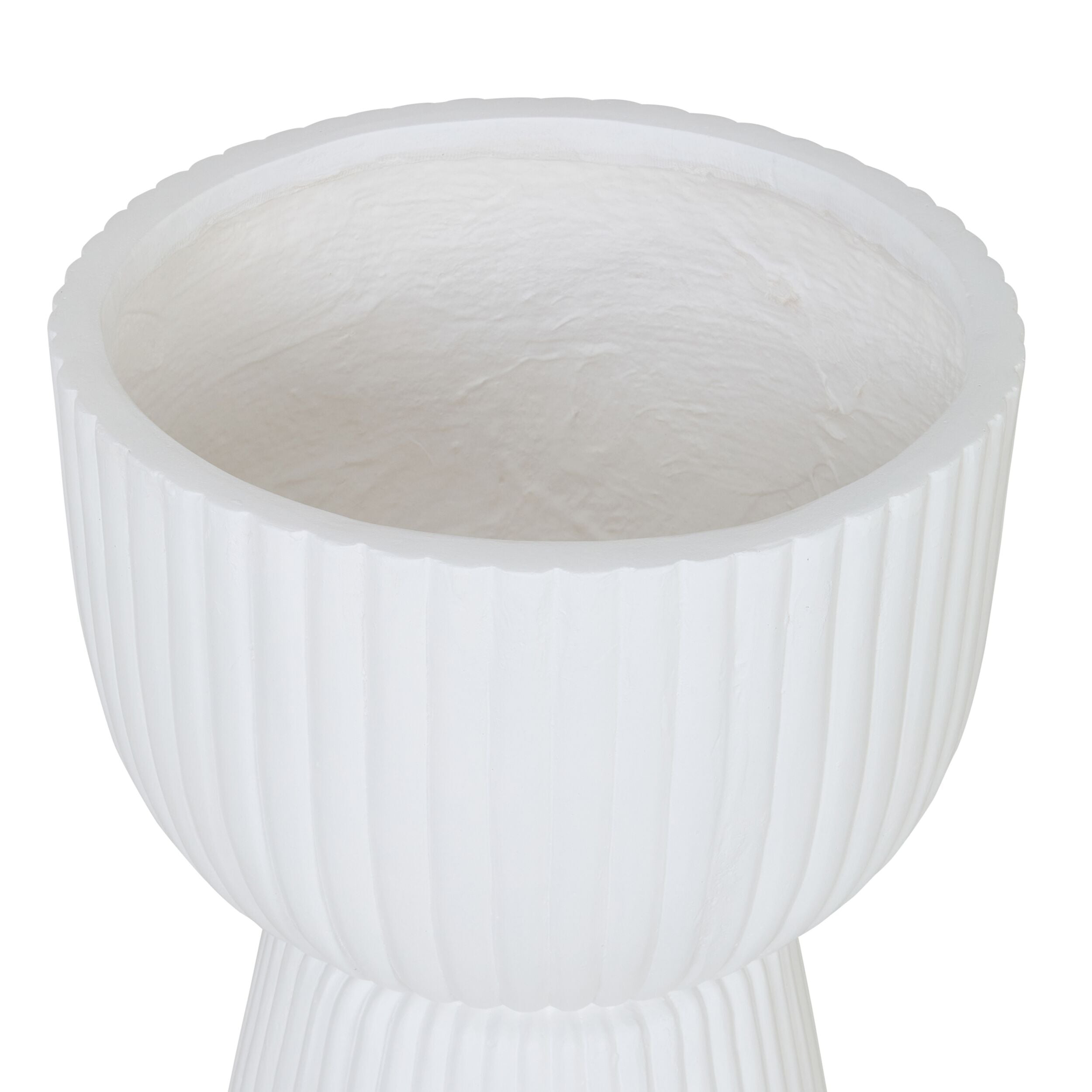 Ribbed Pedestal Urn White 54cm