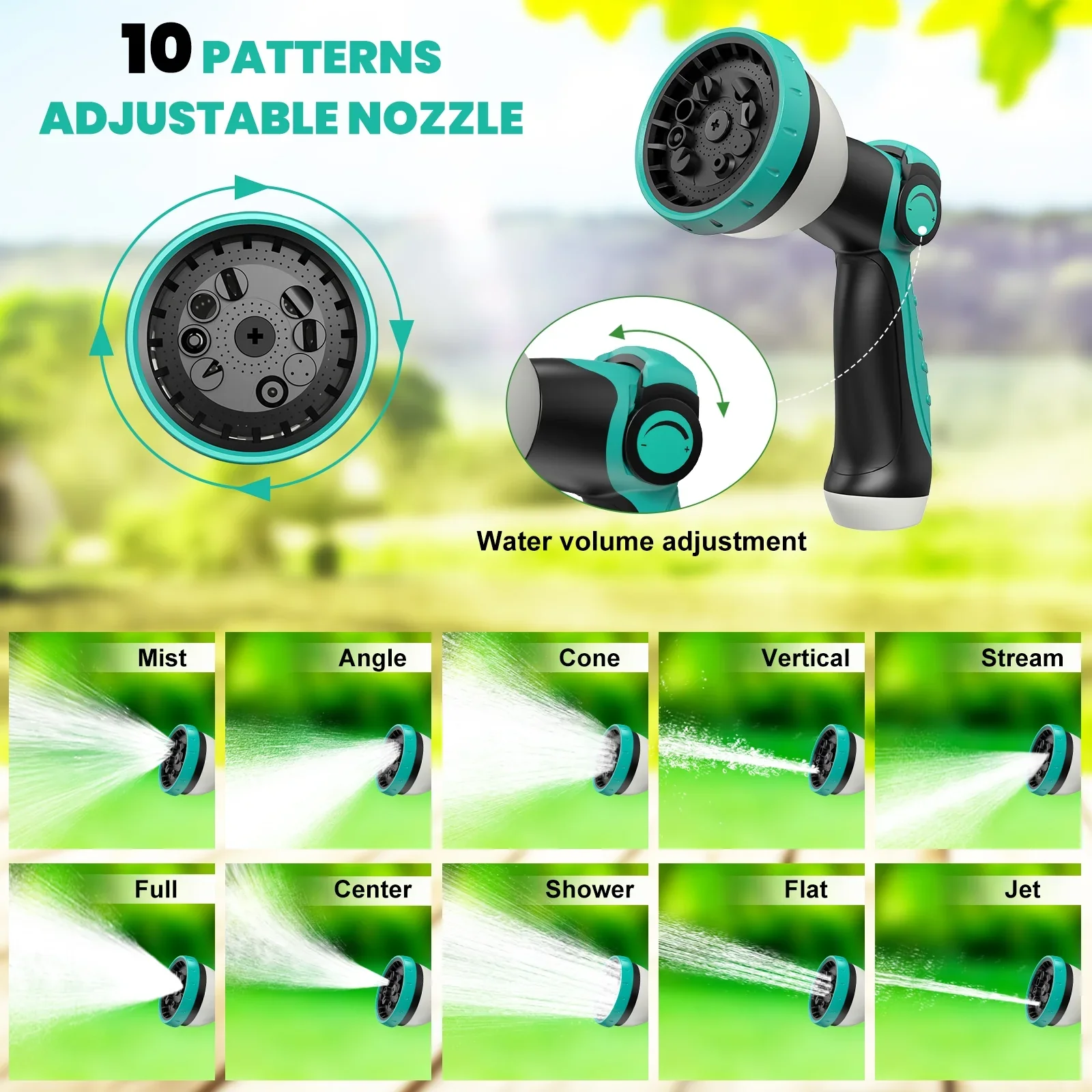 AUOSHI Retractable Garden Hose Reel 1/2 100ft Automatic Hose Reel with 10 Function Sprayer Nozzle Wall Mount 180 Deg Swivel Bracket Hose Reel with Any Length Lock Slow Return System