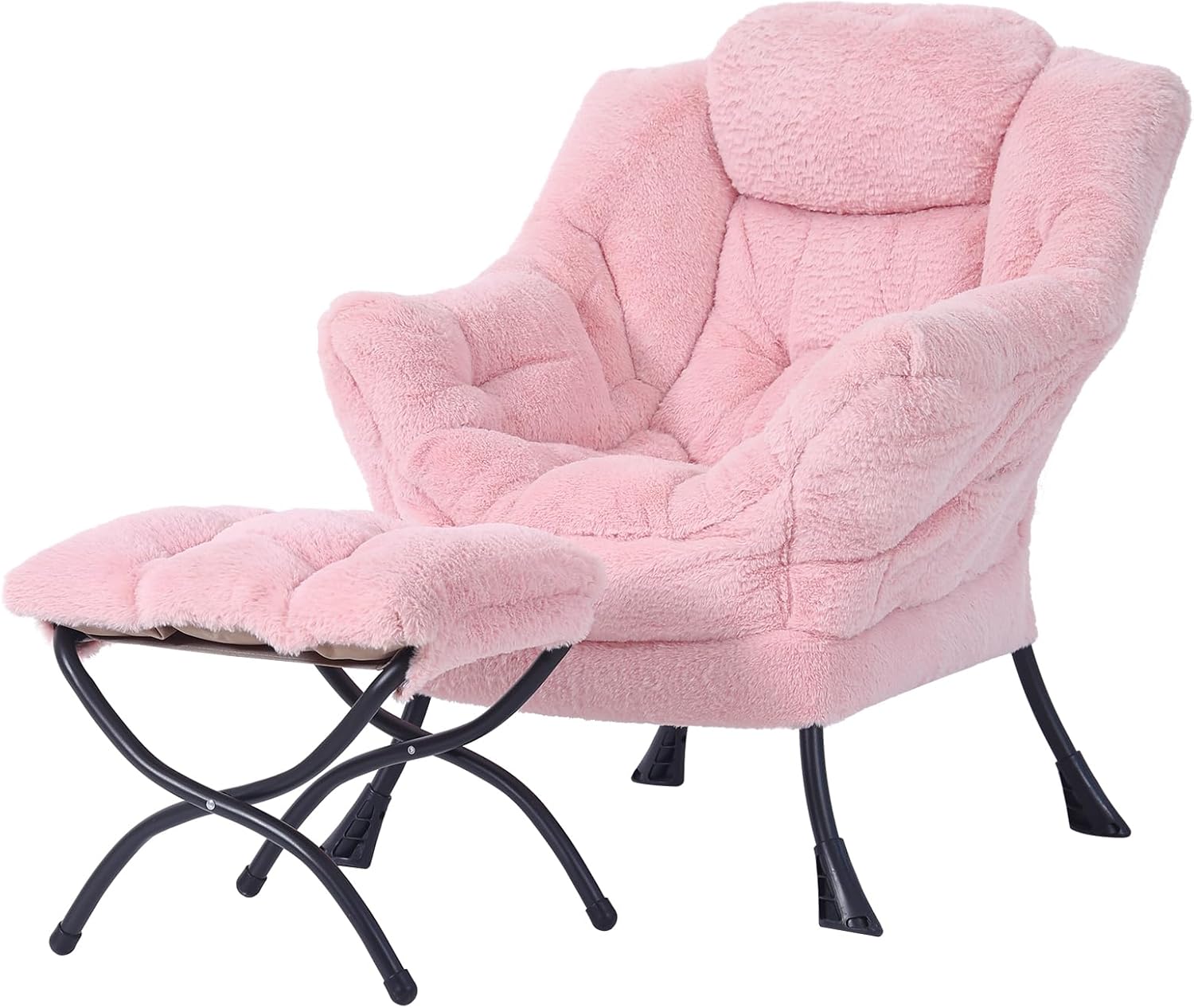 Fauteuil relax Welnow avec repose-pieds, fauteuil d'appoint moderne avec accoudoirs et poche latérale, fauteuil de lecture avec repose-pieds pour petits espaces, gris foncé