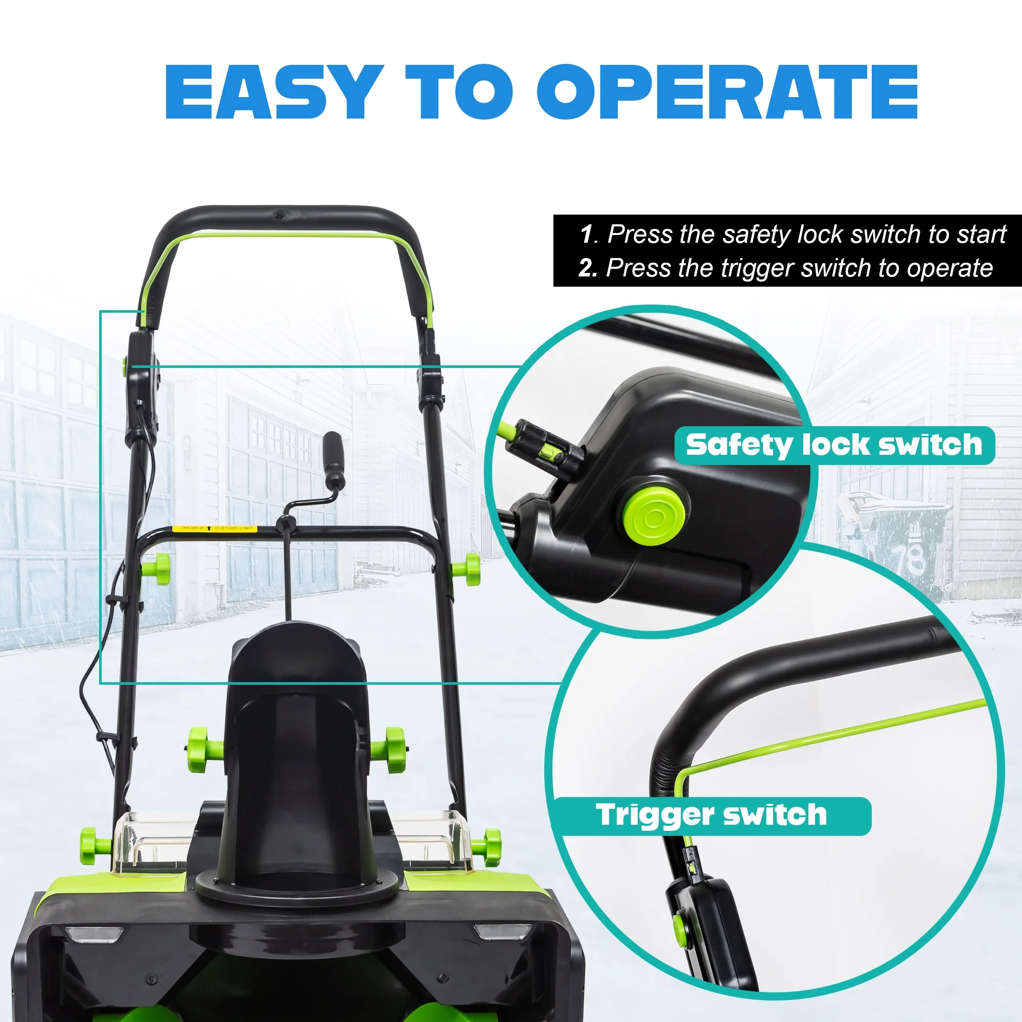 Cordless Snow Shovel, 20V Battery Powered Snow Blower, Lightweight Electric Snow Thrower with Adjustable Handle, Directional Plate, Perfect for Patios, Decks, Walkways, and Driveways (20 INCH)(20") - Image 4