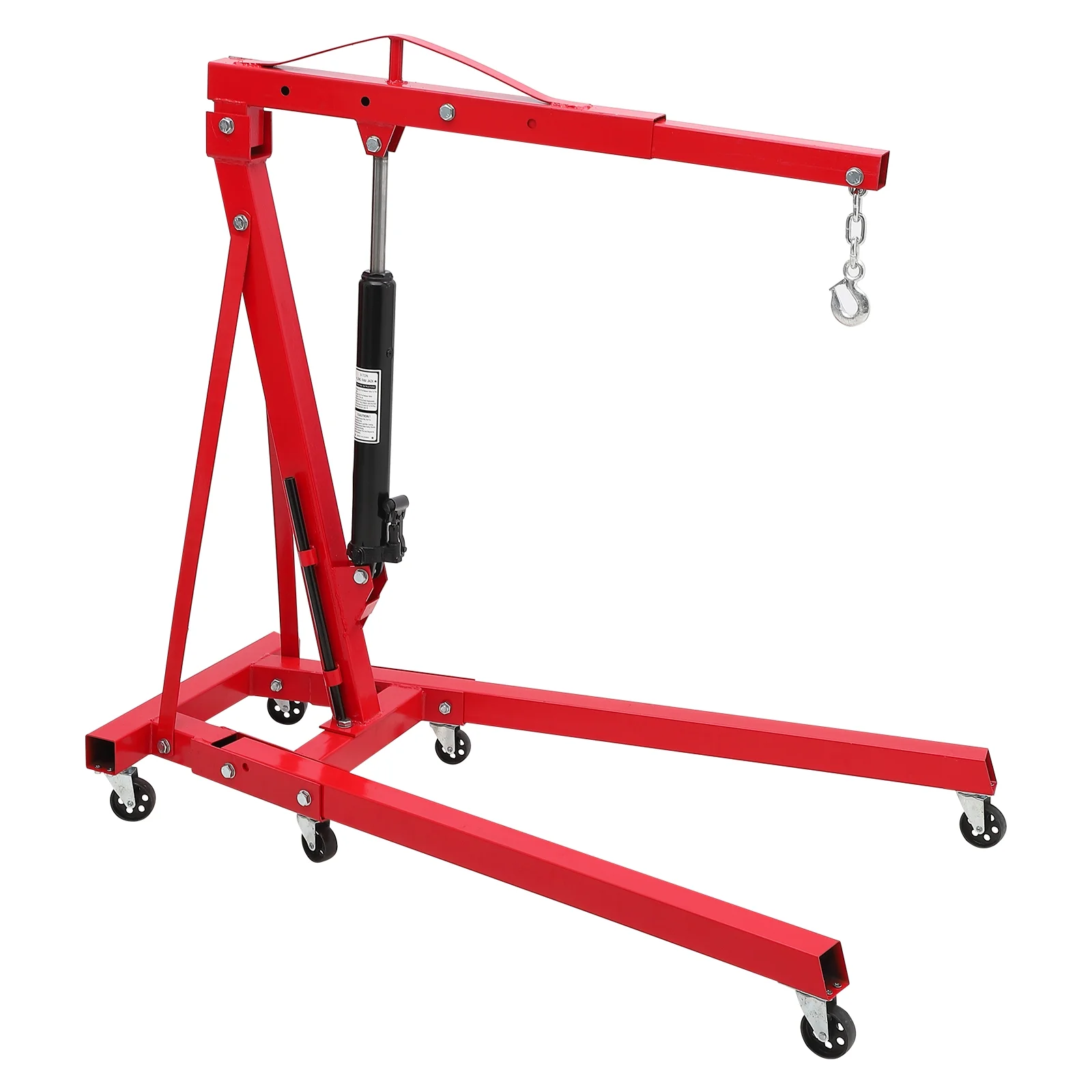 Ladcaser 2 Ton Engine Hoist, Folding Cherry Picker Engine Hoist with Lever and 6 Casters, 4400 lb Heavy Duty Hydraulic Shop Crane, Engine Crane Lifter for Workshops Garage Warehouse
