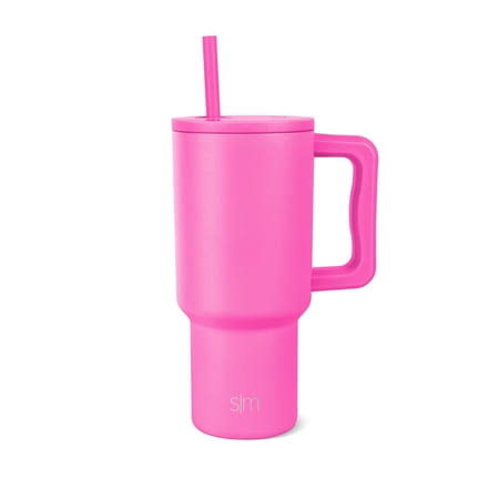 Simple Modern 30 fl oz Insulated Stainless Steel Trek Tumbler with Straw Lid|Raspberry Vibes, Pink