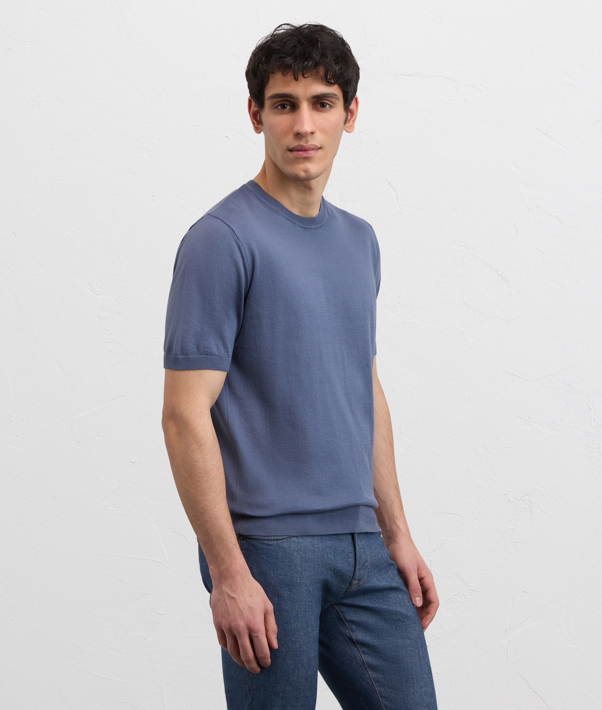 LIGHT BLUE COTTON SHORT SLEEVED T SHIRT