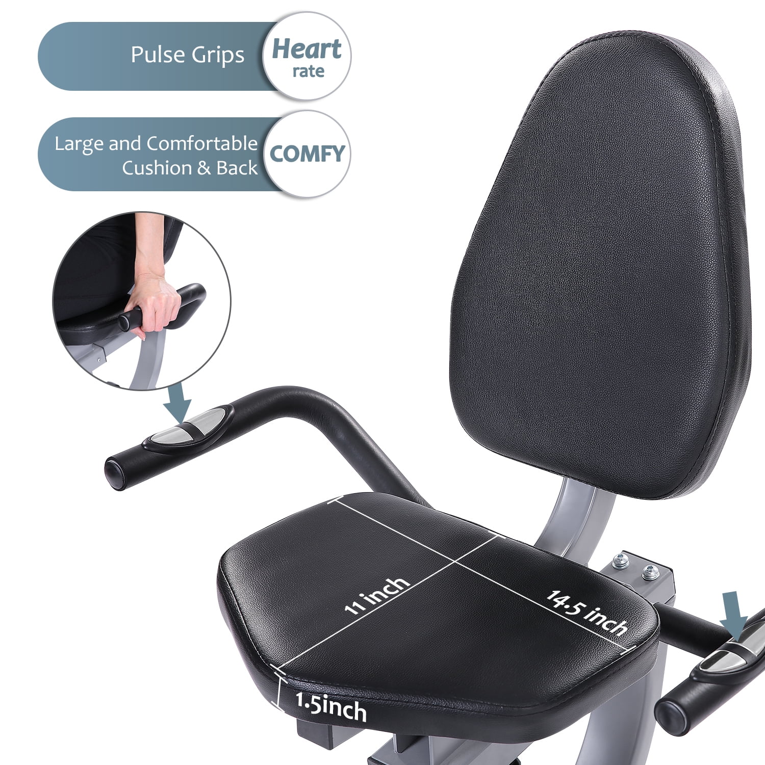 Exercise Bike Indoor Recumbent Exercise Bike Stationary with Adjustable Seat and 8 Resistance Level Seat Height Adjustment - Image 4