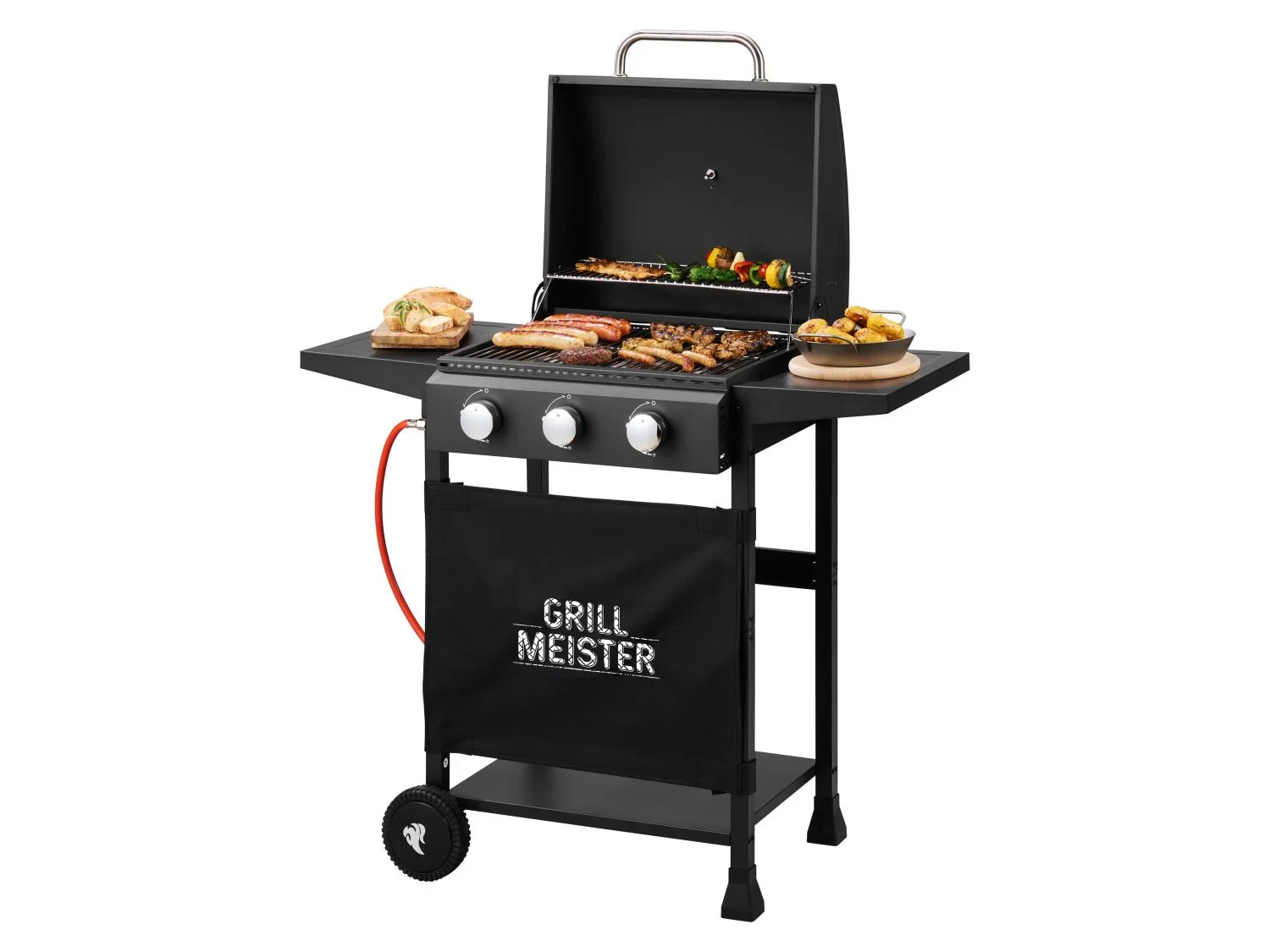GRILLMEISTER Barbecue  gaz 3 brleurs, 48 x 39 cm, 9 kW