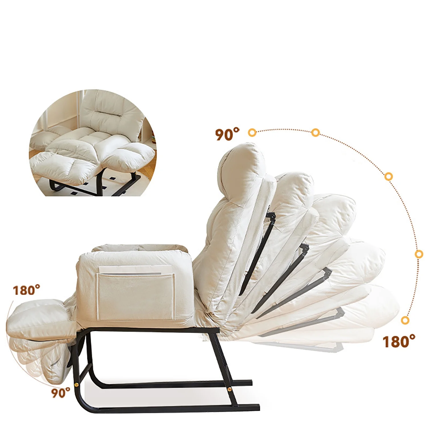 Recliner Armchair with Adjustable Backrest,White(White) - Image 5