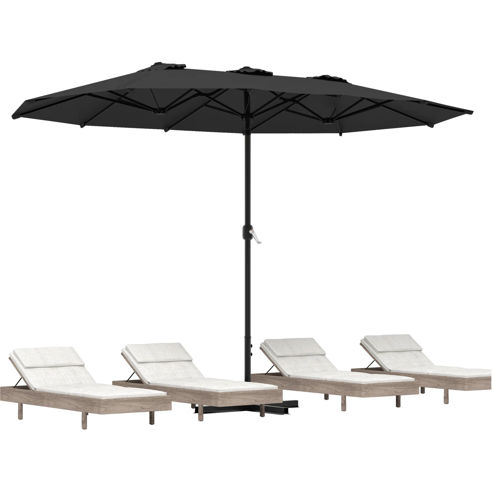AECOJOY 15x9ft Double-Sided Patio Umbrella, Black