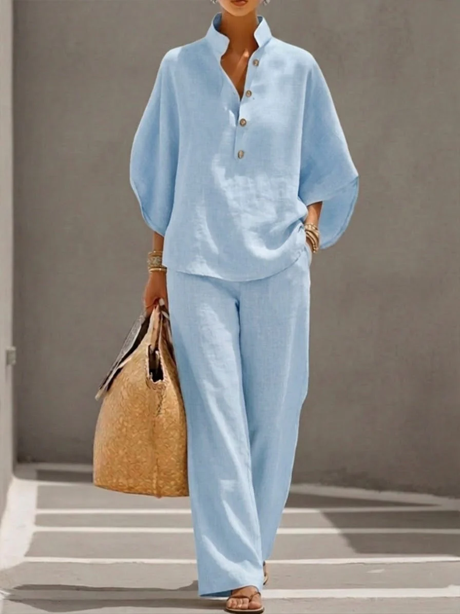 Mariel | Ensemble avec manches chauve-souris et pantalon ample.