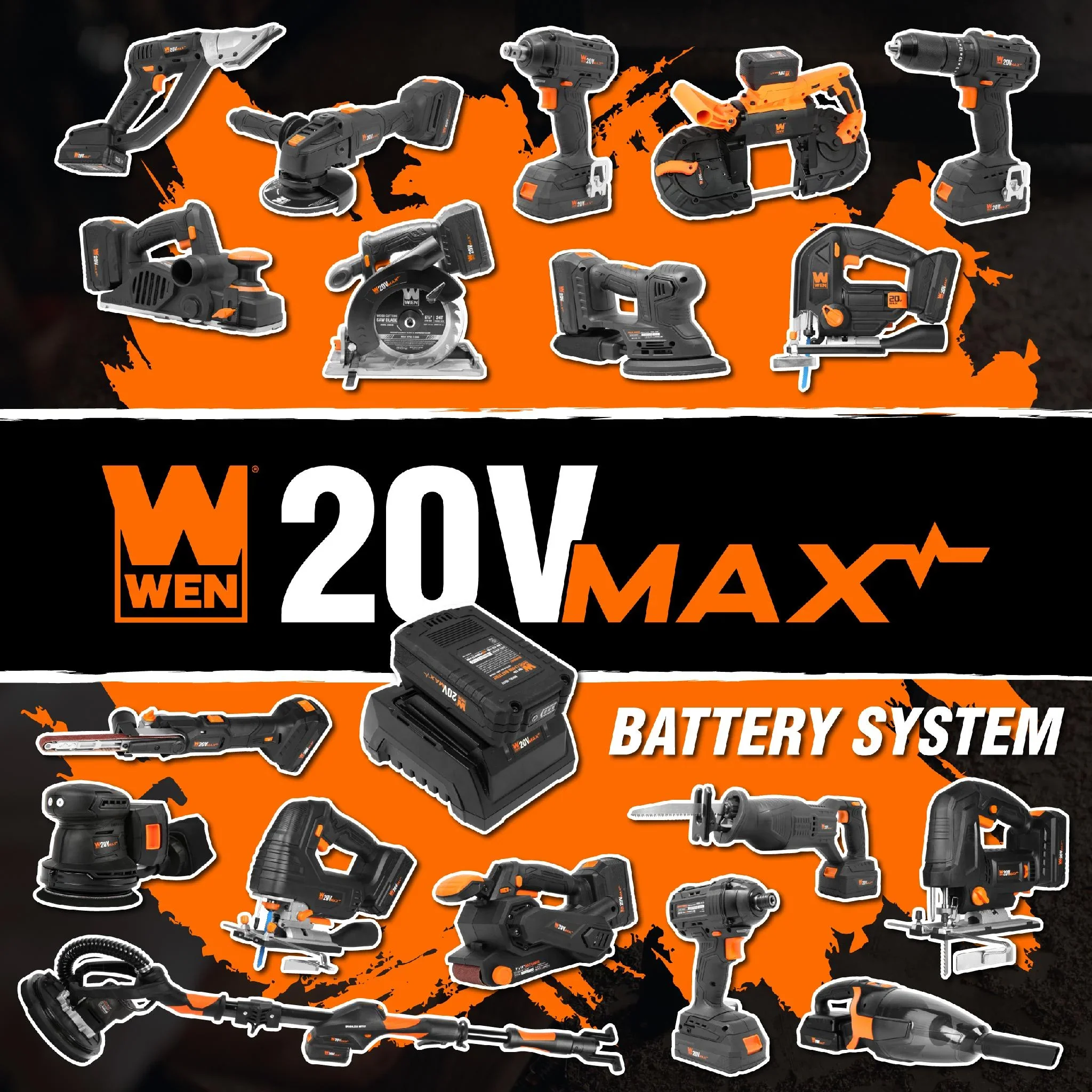 WEN 20V Max Brushless Handheld Drywall Sander (Tool Only �C Battery Not Included)