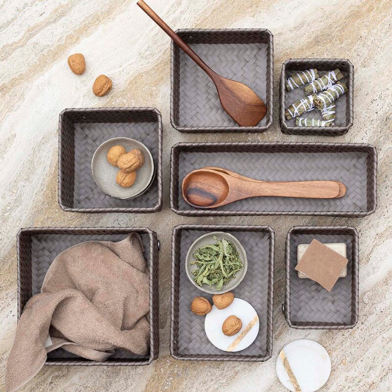 Fit Square oppbevaringskurv 18x18x7 cm taupe