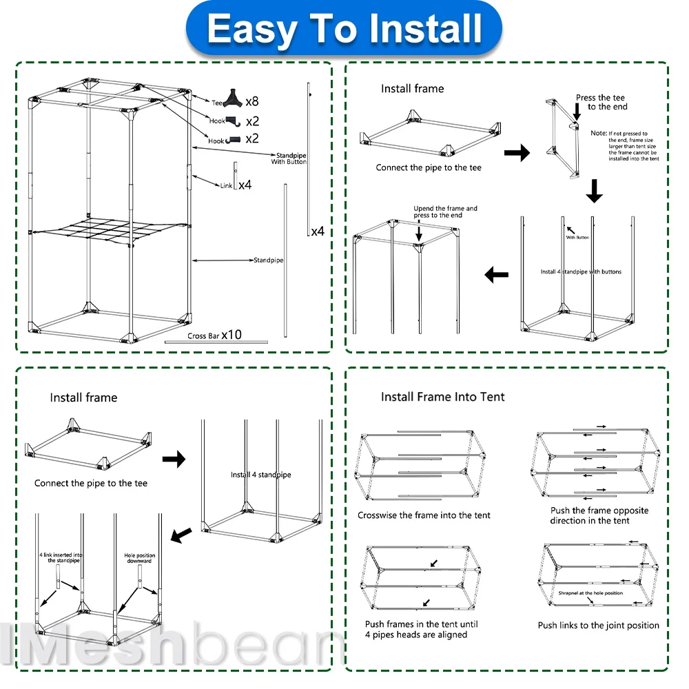 48" x 48" x 80" Grow Tent Kit with Full Spectrum LED Plant Growth Lamp, Air Ventilation Filter System Thermostat - Image 8