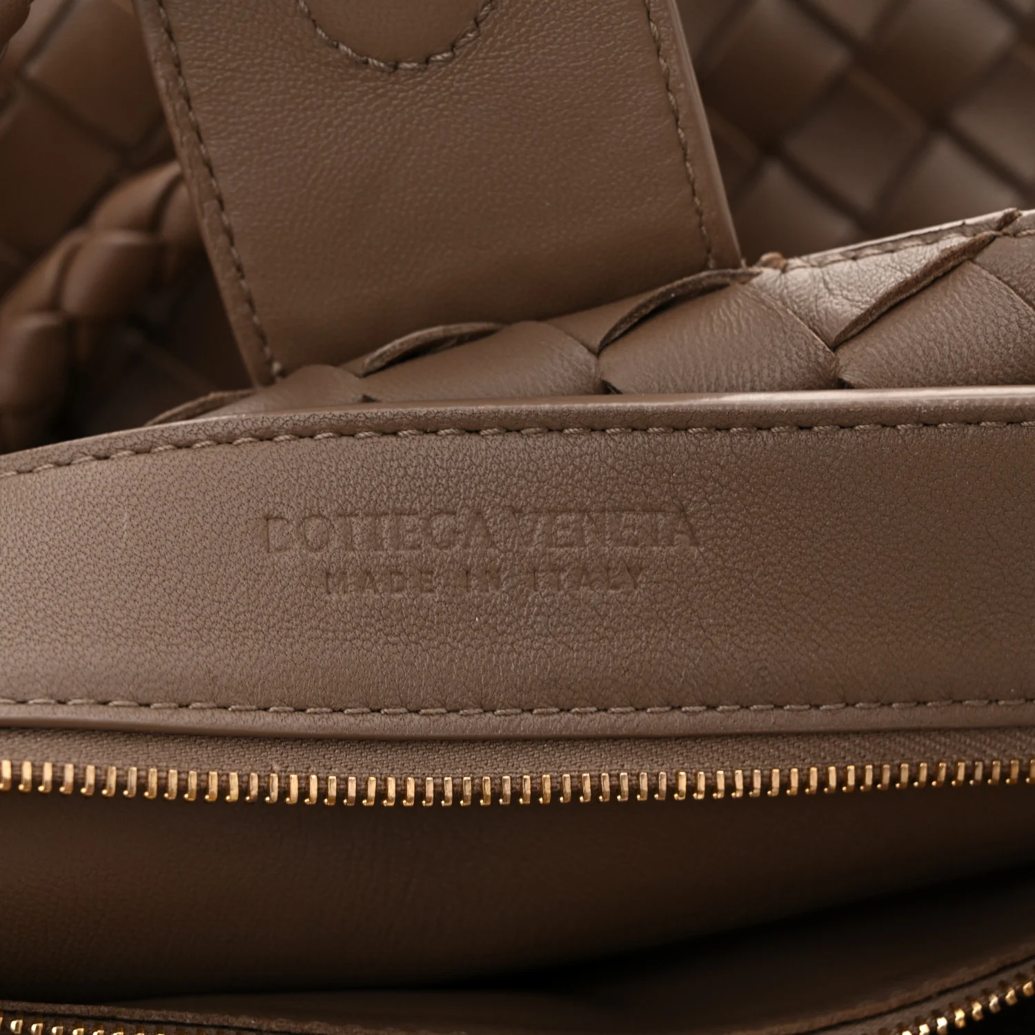 Nappa Intrecciato Medium Andiamo Shoulder Bag Taupe Grey