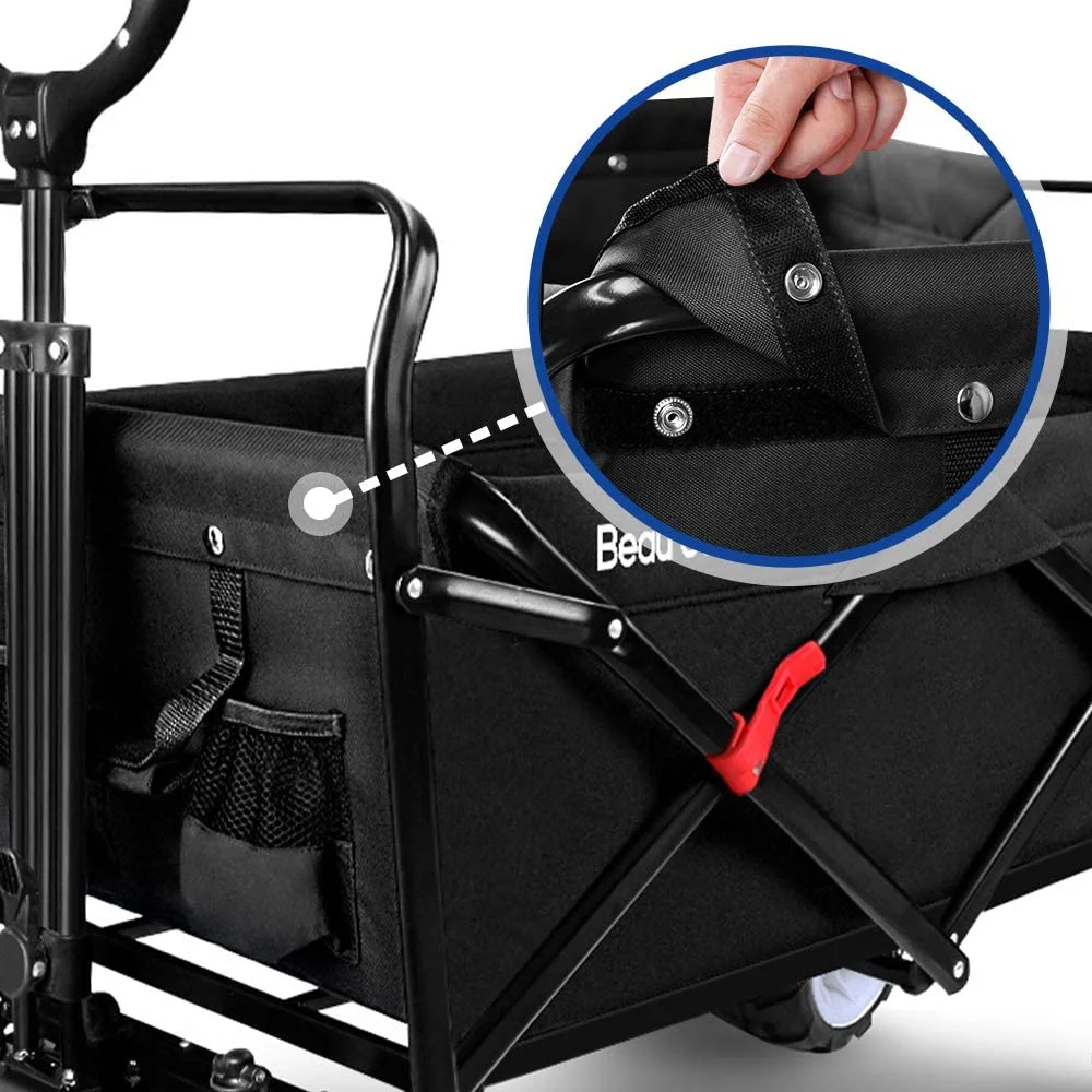 Collapsible Folding Wagon 300 Pound Capacity Heavy Duty Foldable Beach Wagon Cart Grocery Utility Wagon for Garden Sports Shopping Outdoor All Terrain Wheel Portable Black(black/1) - Image 5