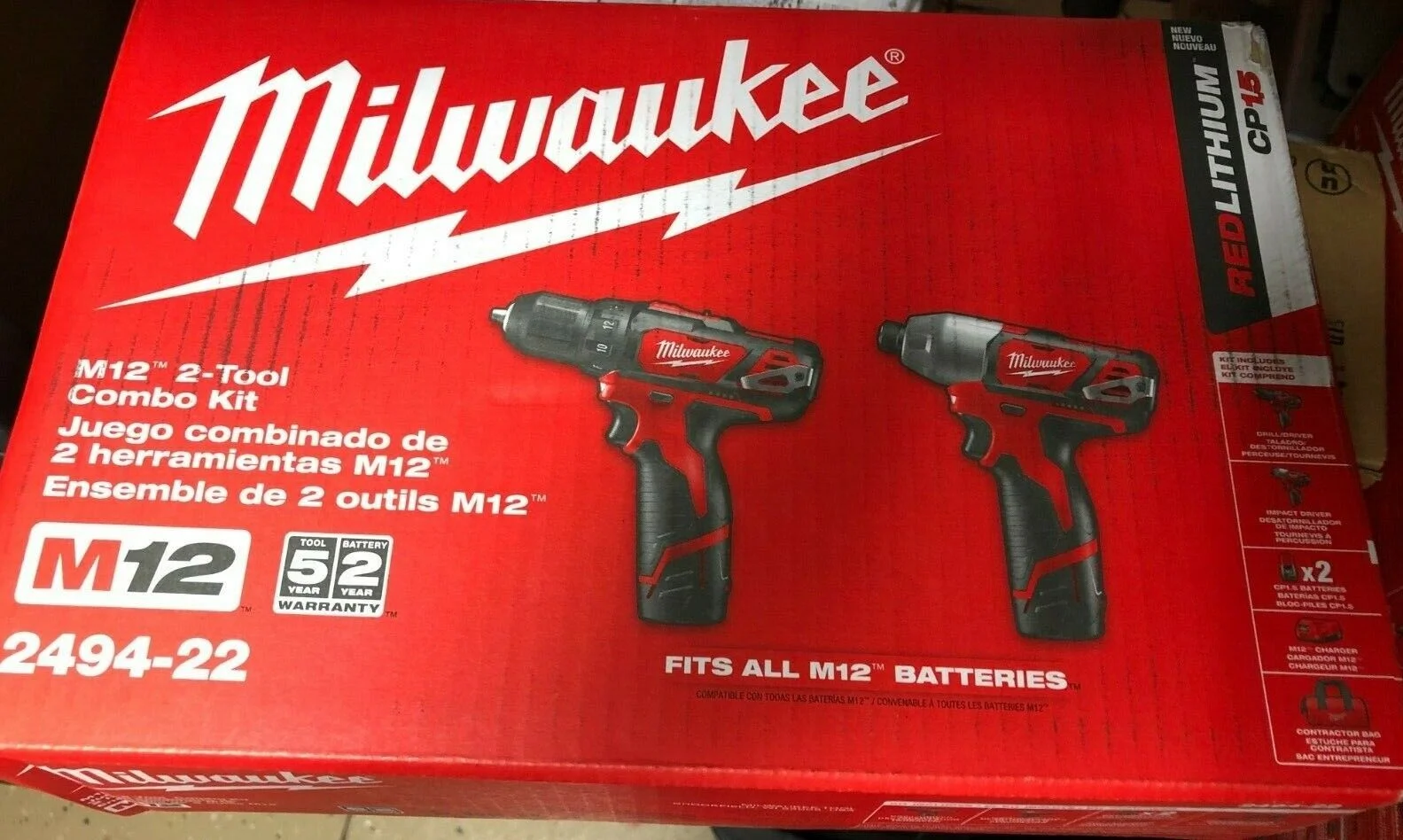 Milwaukee 2494 - 22 Kit with Free M12 2.0ah Compact Battery