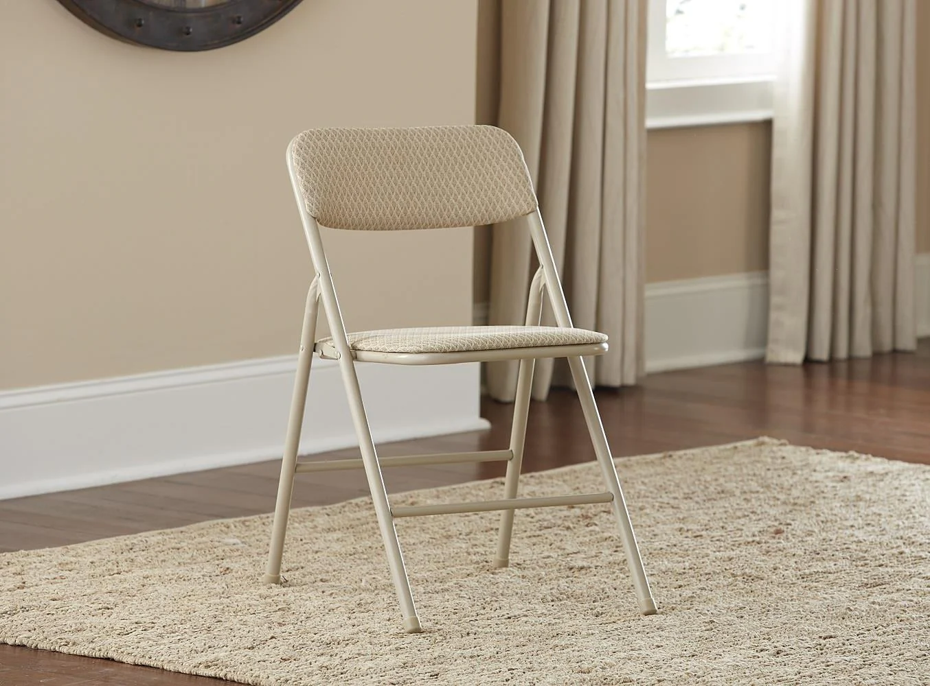COSCO 5 - Piece Folding Dining Set with Card Table and 4 Fabric Padded Chairs, Tan
