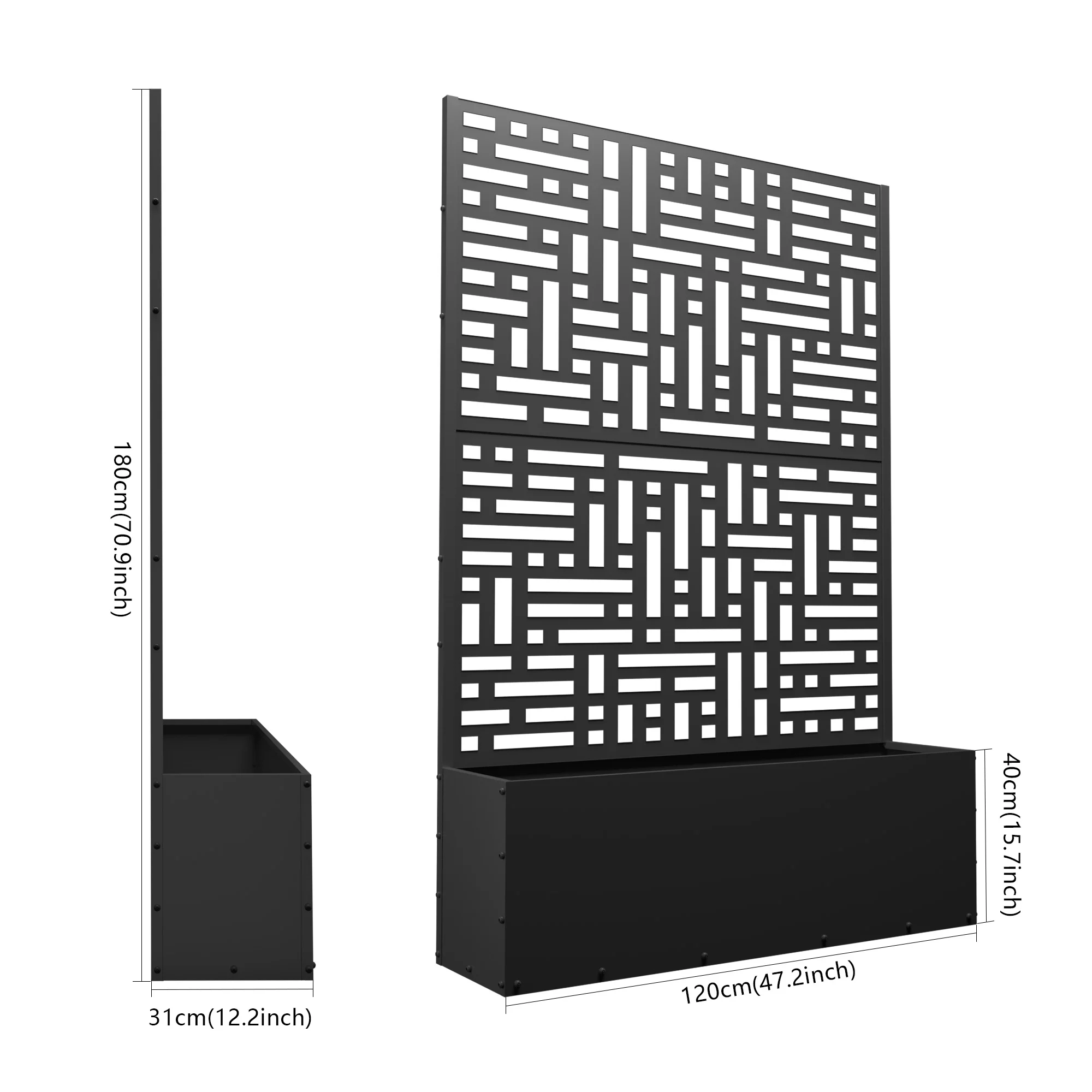 71'' H Metal Planter with Trellis, Outdoor Raised Garden Bed for Climbing Plants, Trellis Planter Box with Drainage Hole, Black(Single/Black) - Image 8