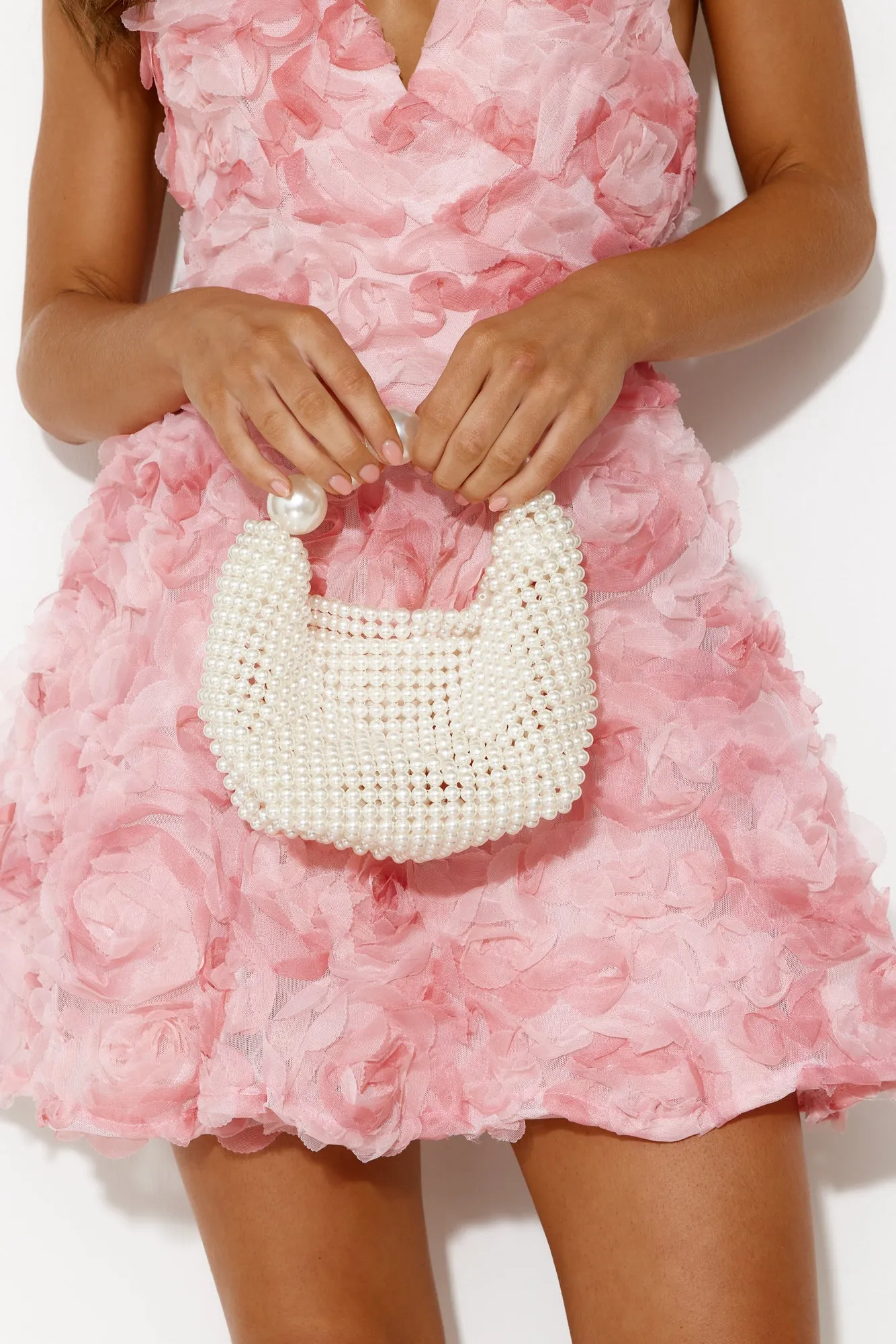 Statements Of Opulence Pearl Bag White