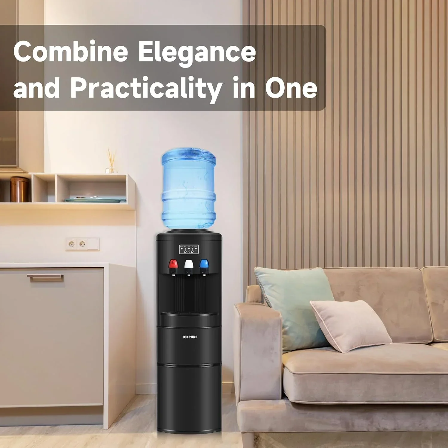 Distributeur d'eau ICEPURE avec machine à glaçons 3 en 1, fontaine à eau chaude et froide, machine à glaçons